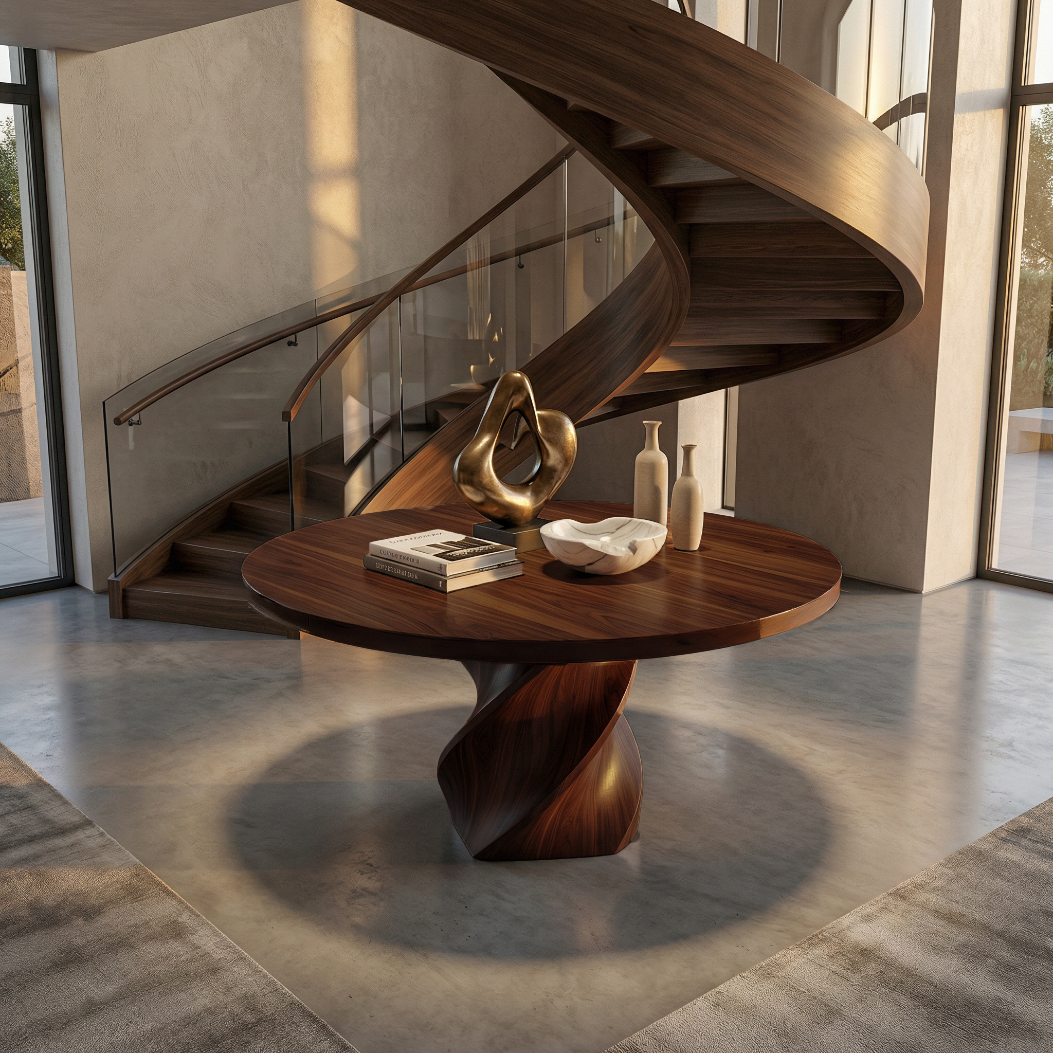 Modern Luxury Twist Pedestal Entry Table For Entryway And Hallway SINLSAFT025