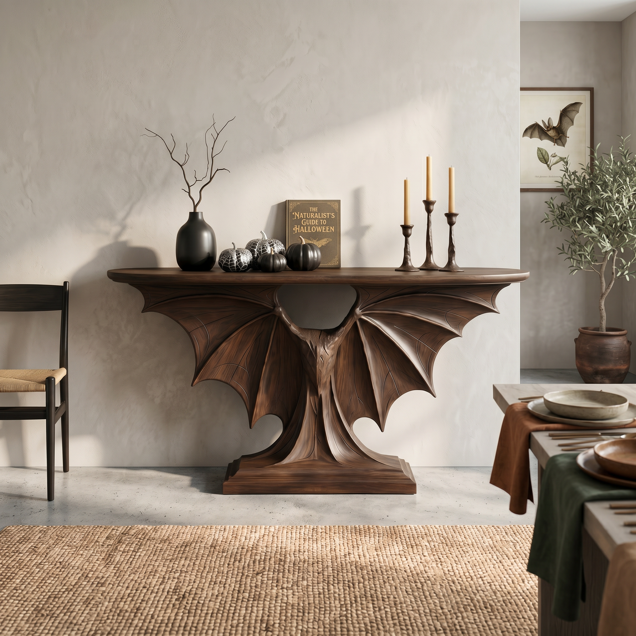 Modern Console Table Handcrafted Sculptural Design For Living Room Entryway SINLSACS677
