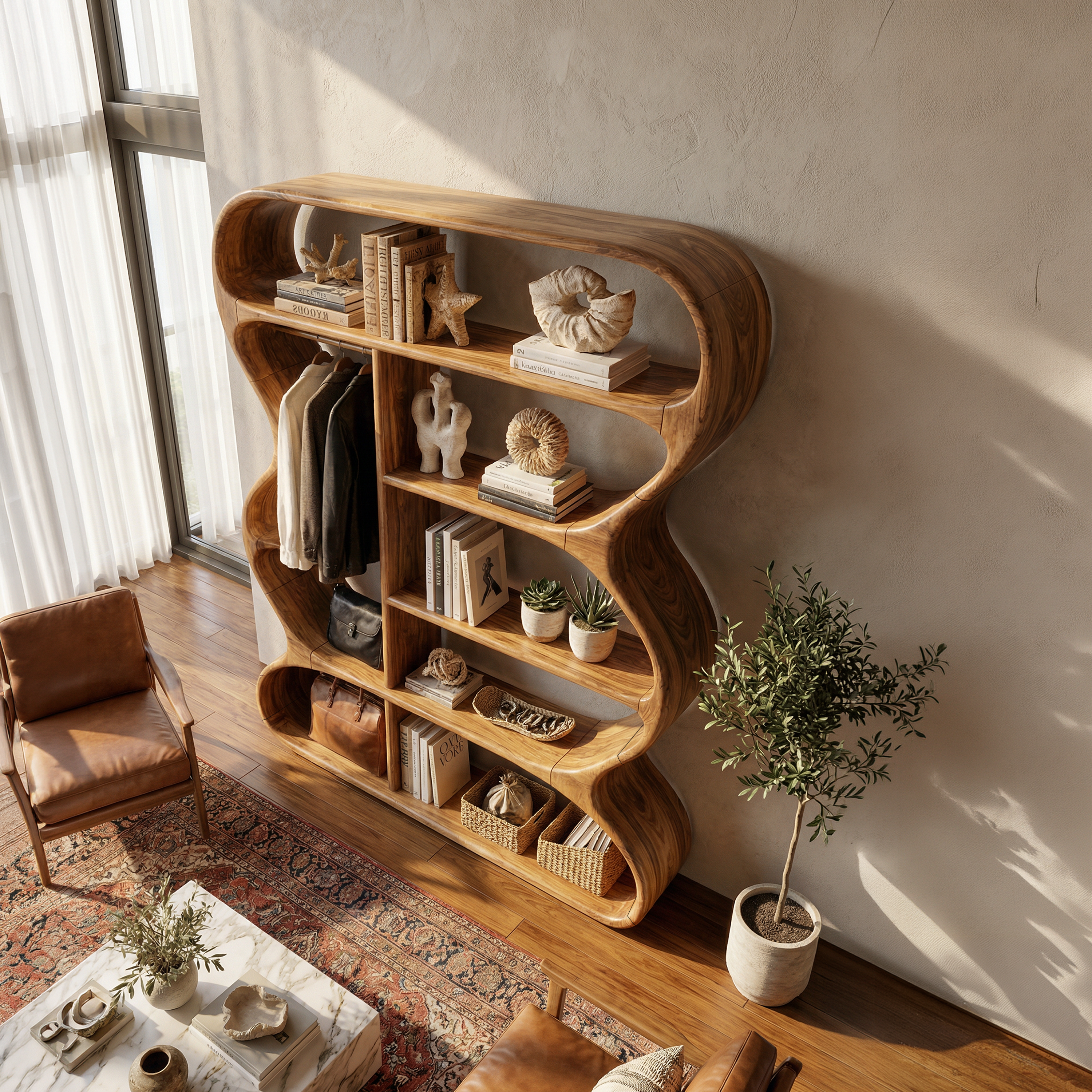 Rustic Farmhouse Sculptural Bookshelf Laundry Room Storage SILDTTRBS025