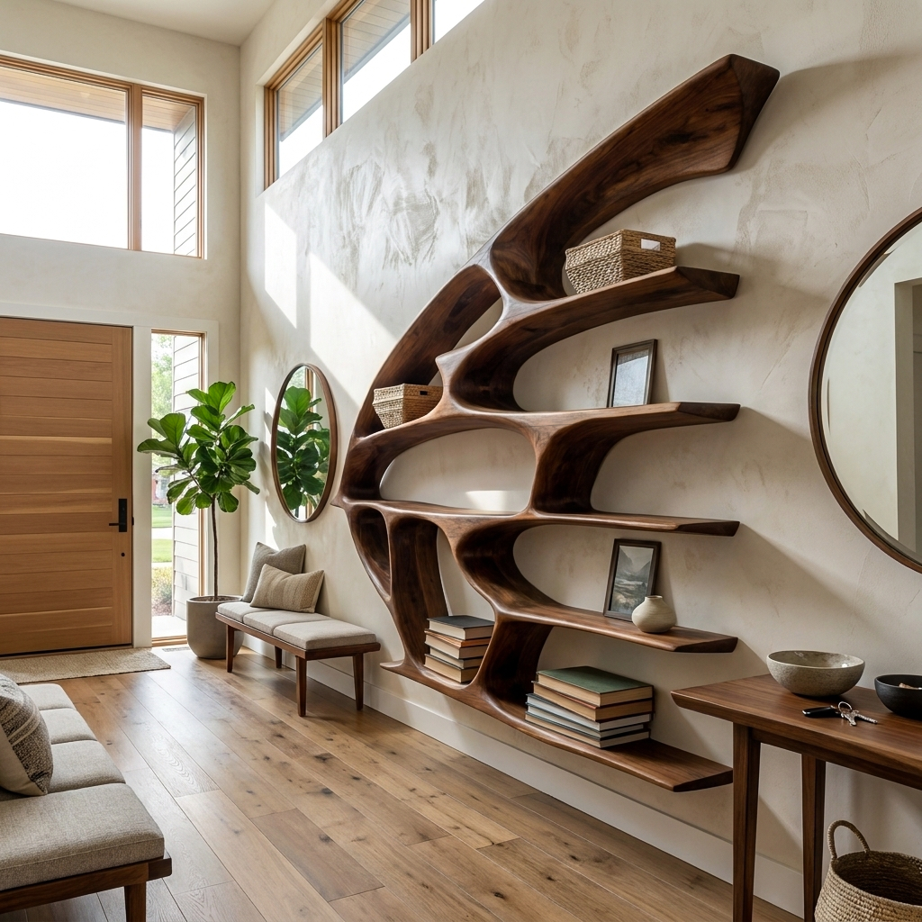 Artistic Wooden Wall Bookshelf For Living Room Decor RTTHTTBS134