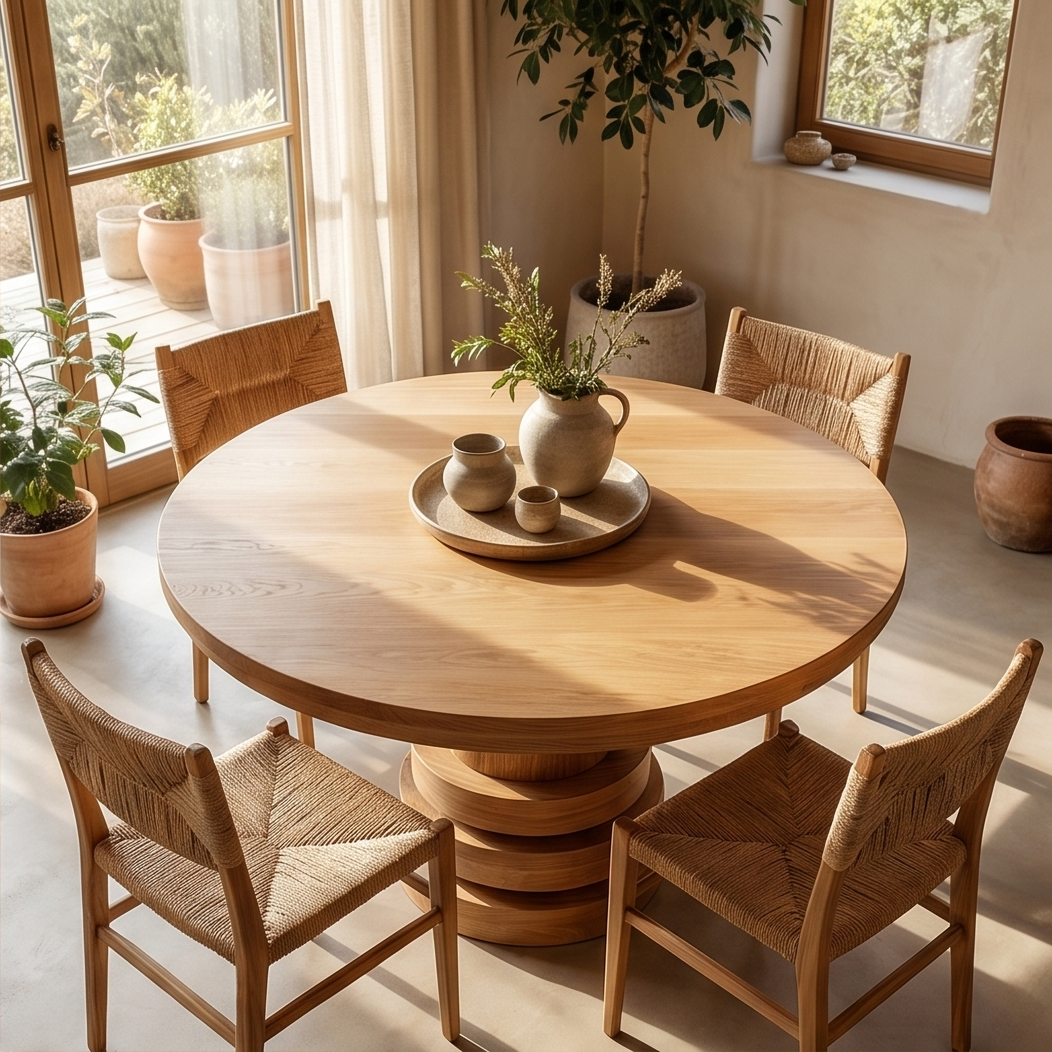 Rustic Farmhouse Round Dining Table For Dining Room SINLSADT175