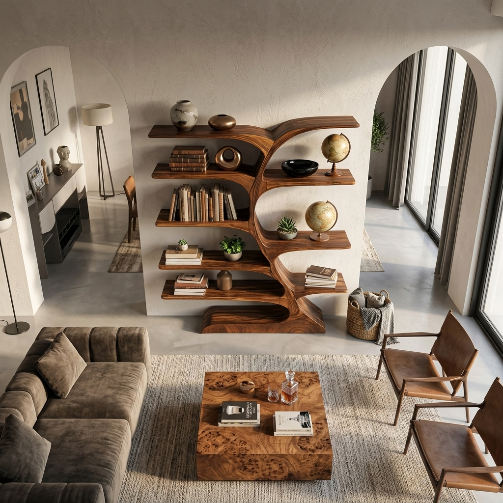 Organic Curved Bookshelf For Open Space RTTHTTBS051