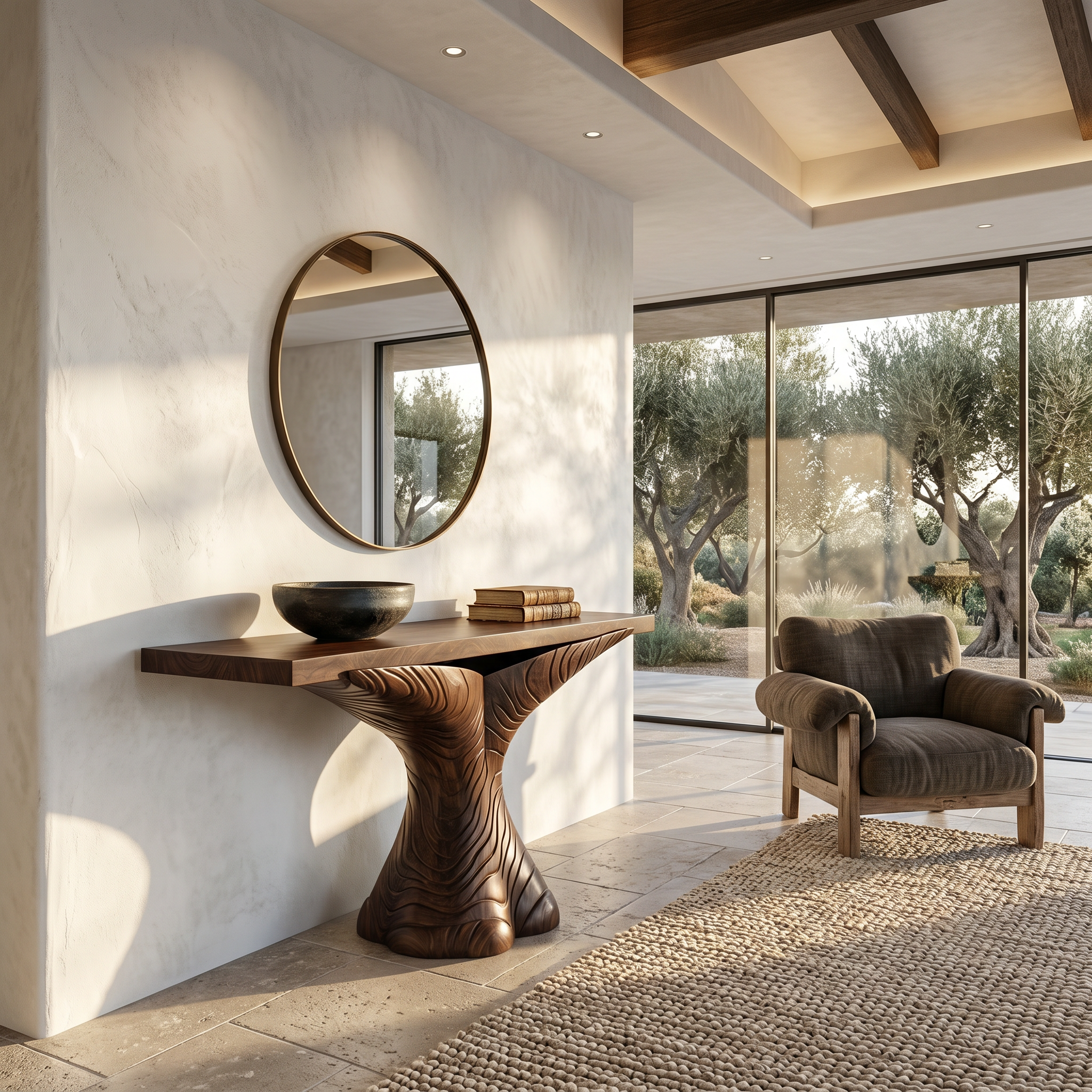 Organic Console Table With Sculptural Ribbon Form For Entryway SINLSACS634