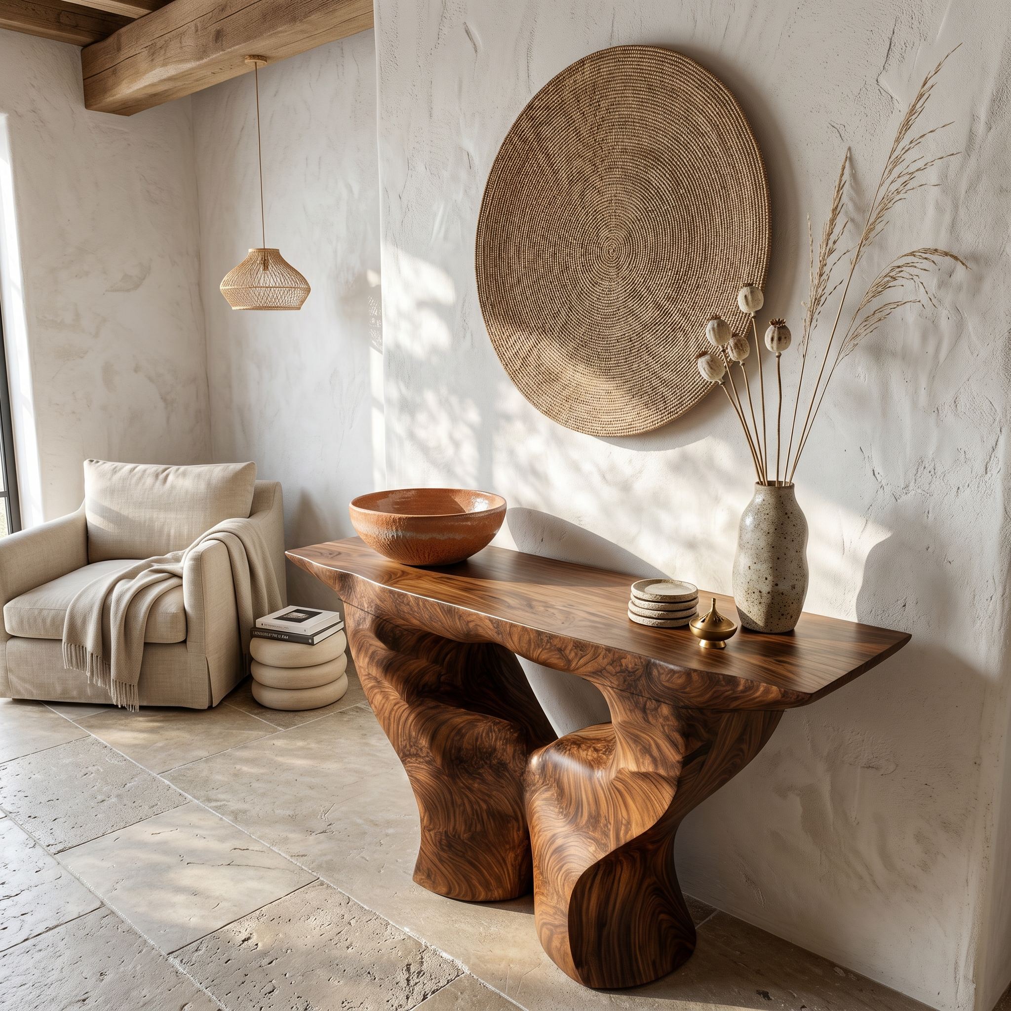 Organic Console Table With Artistic Nature Inspired Design For Living Room SINLSACS635