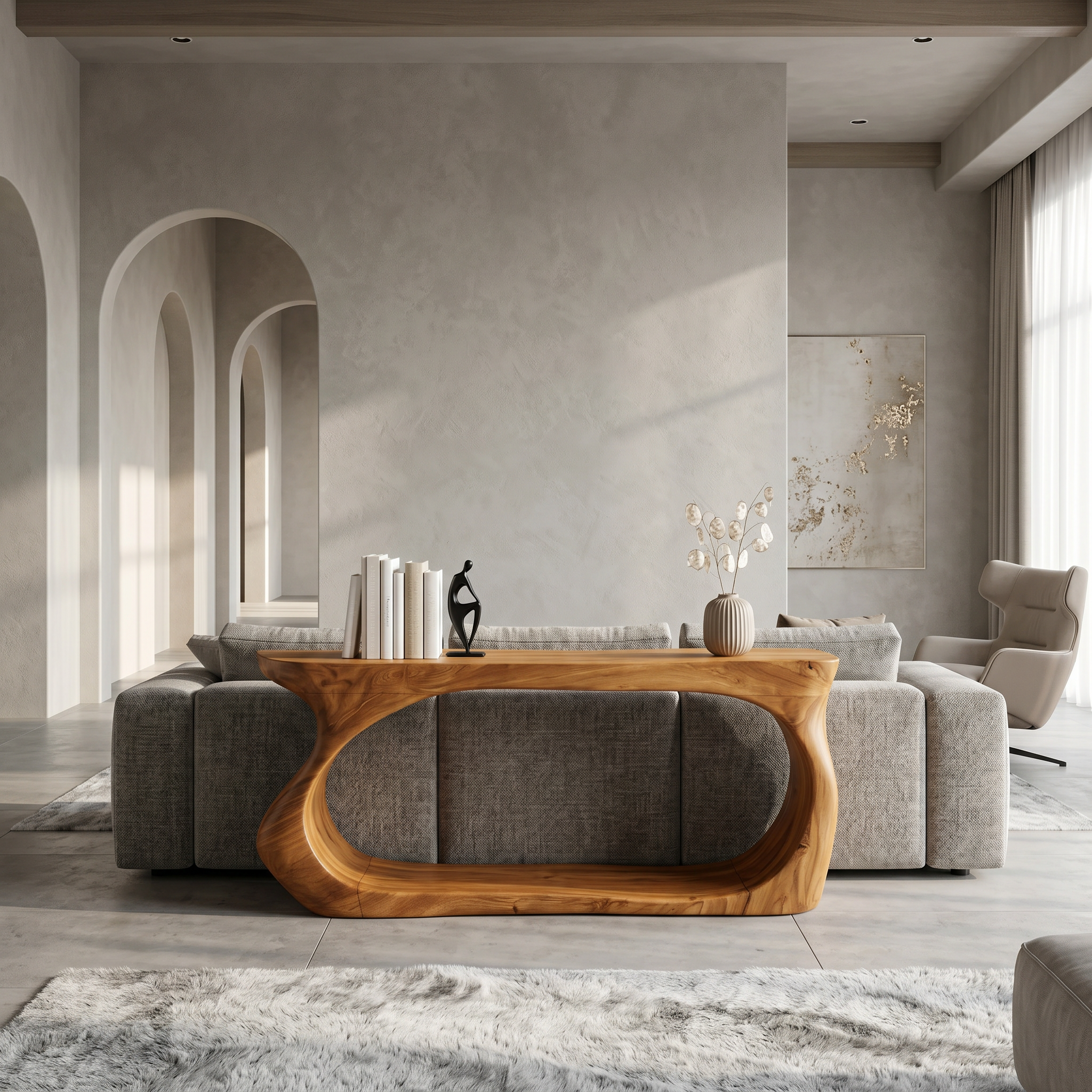 Modern Console Table With Sculptural Circular Form For Entryway SINLSACS636