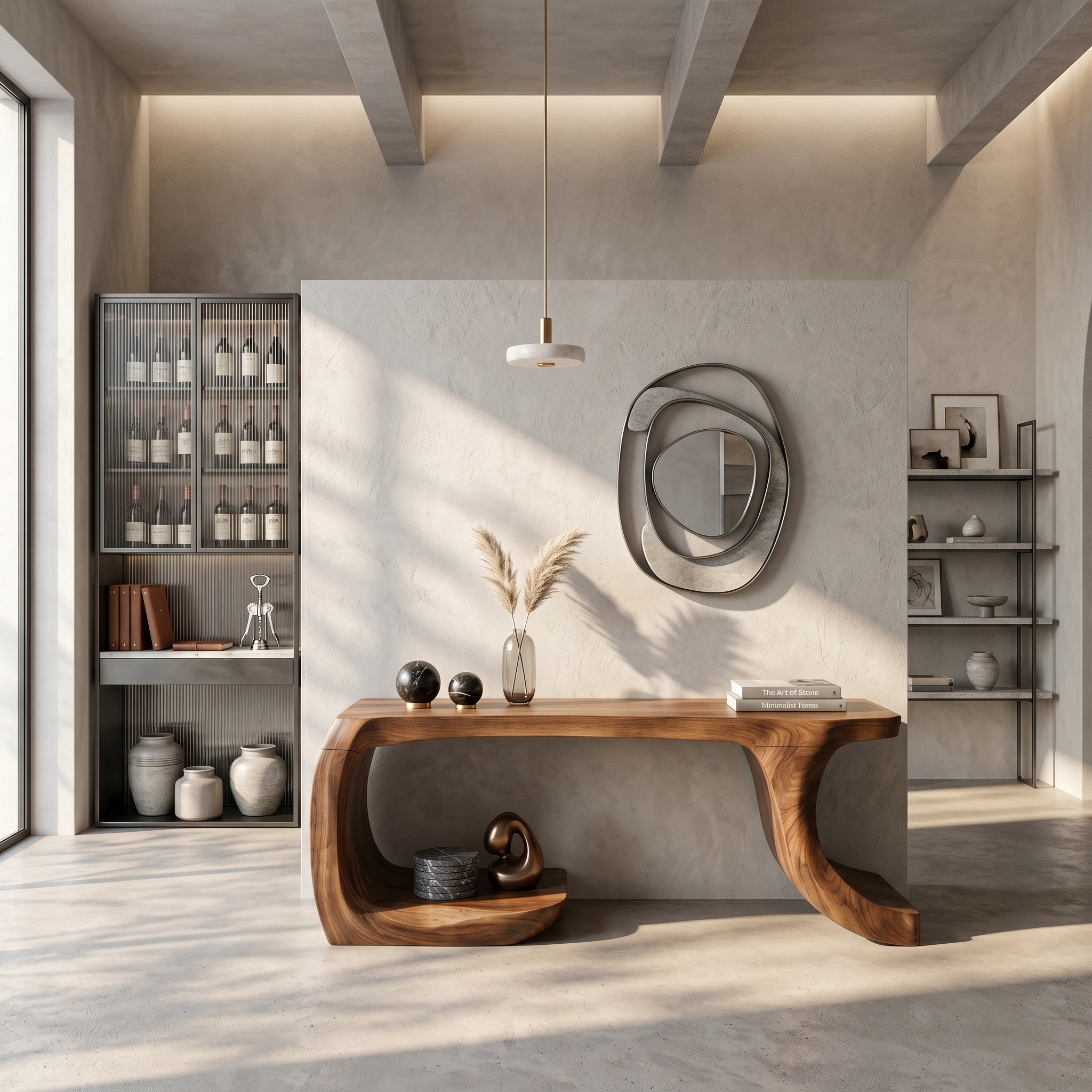 Modern Console Table With Organic Geometric Form For Hallway SINLSACS638