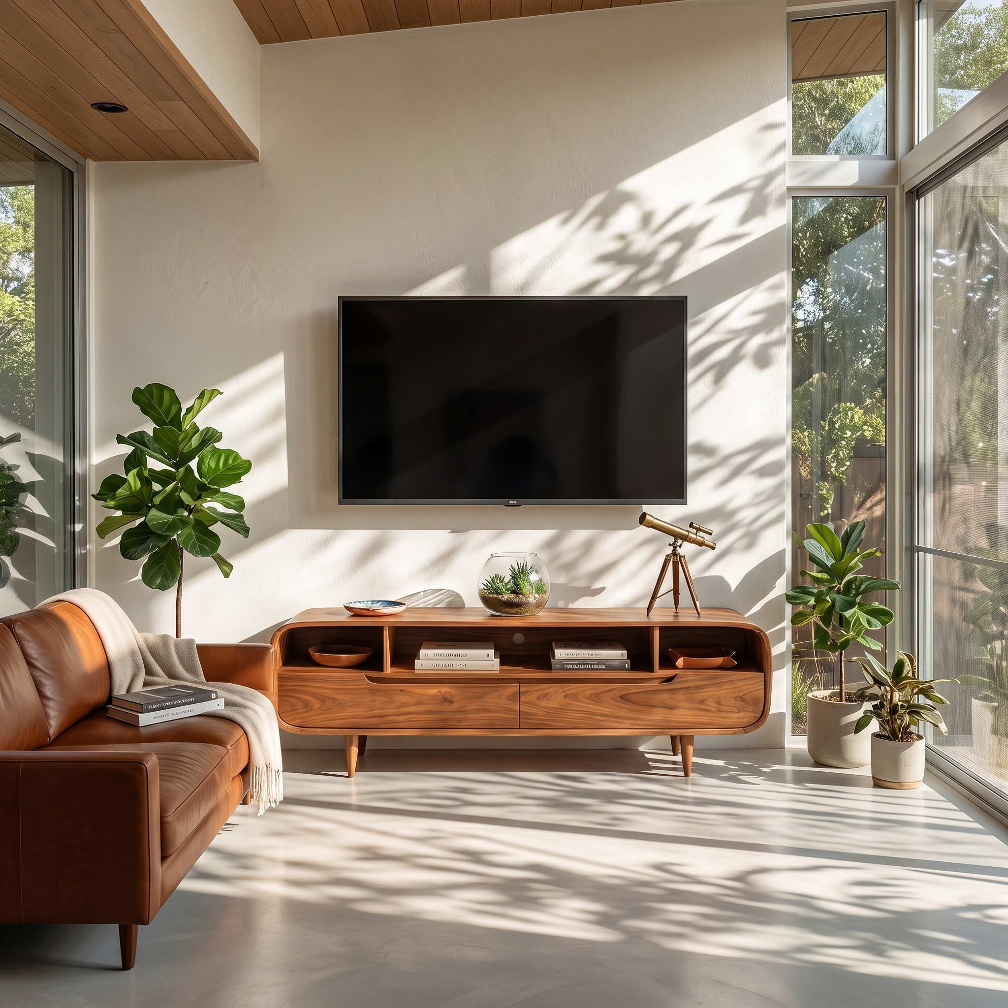 Contemporary Walnut TV Stand For Modern Loft Bedroom SILDTTRTVC092