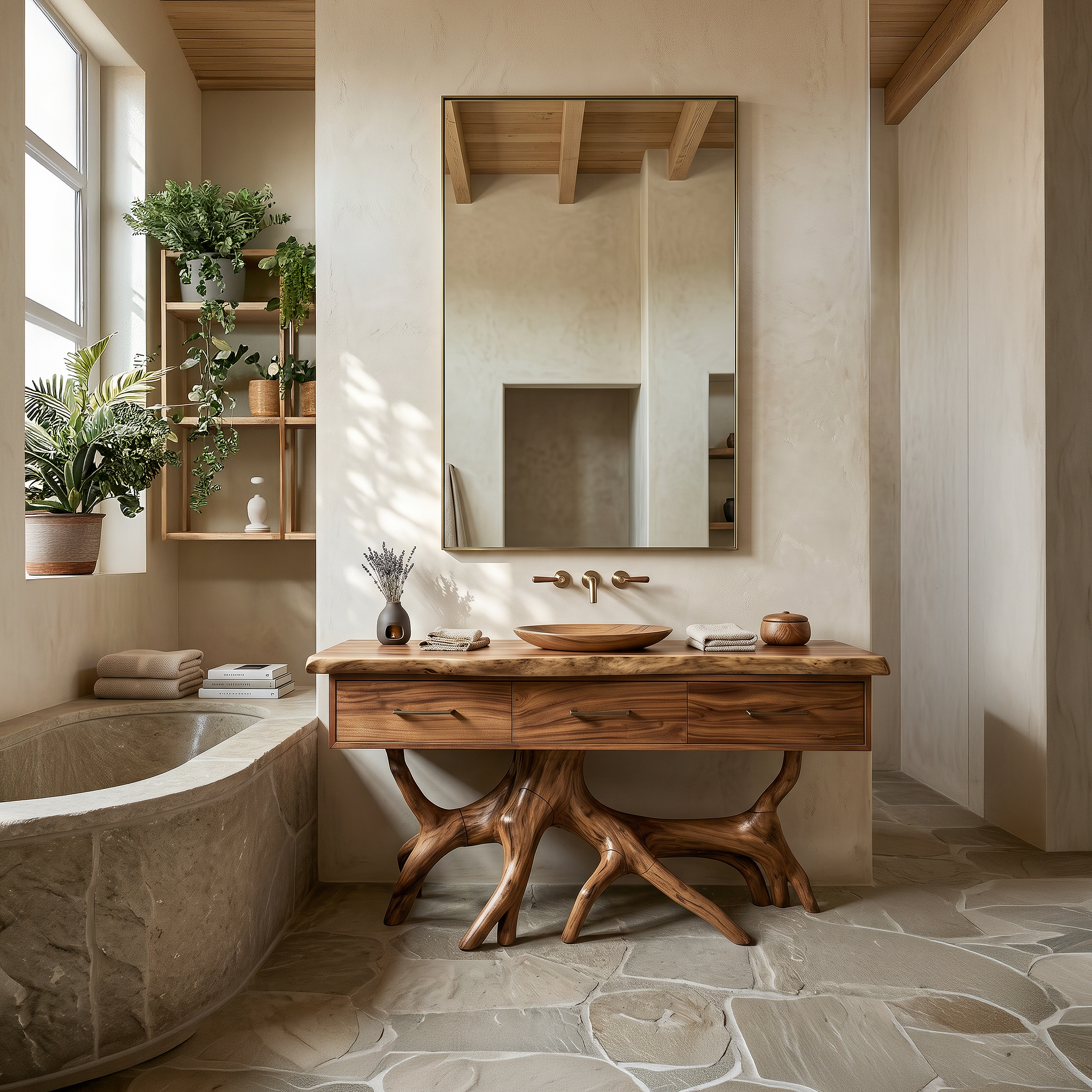 Coastal Wood Bathroom Cabinet For Beach House SILDTTRBRV172
