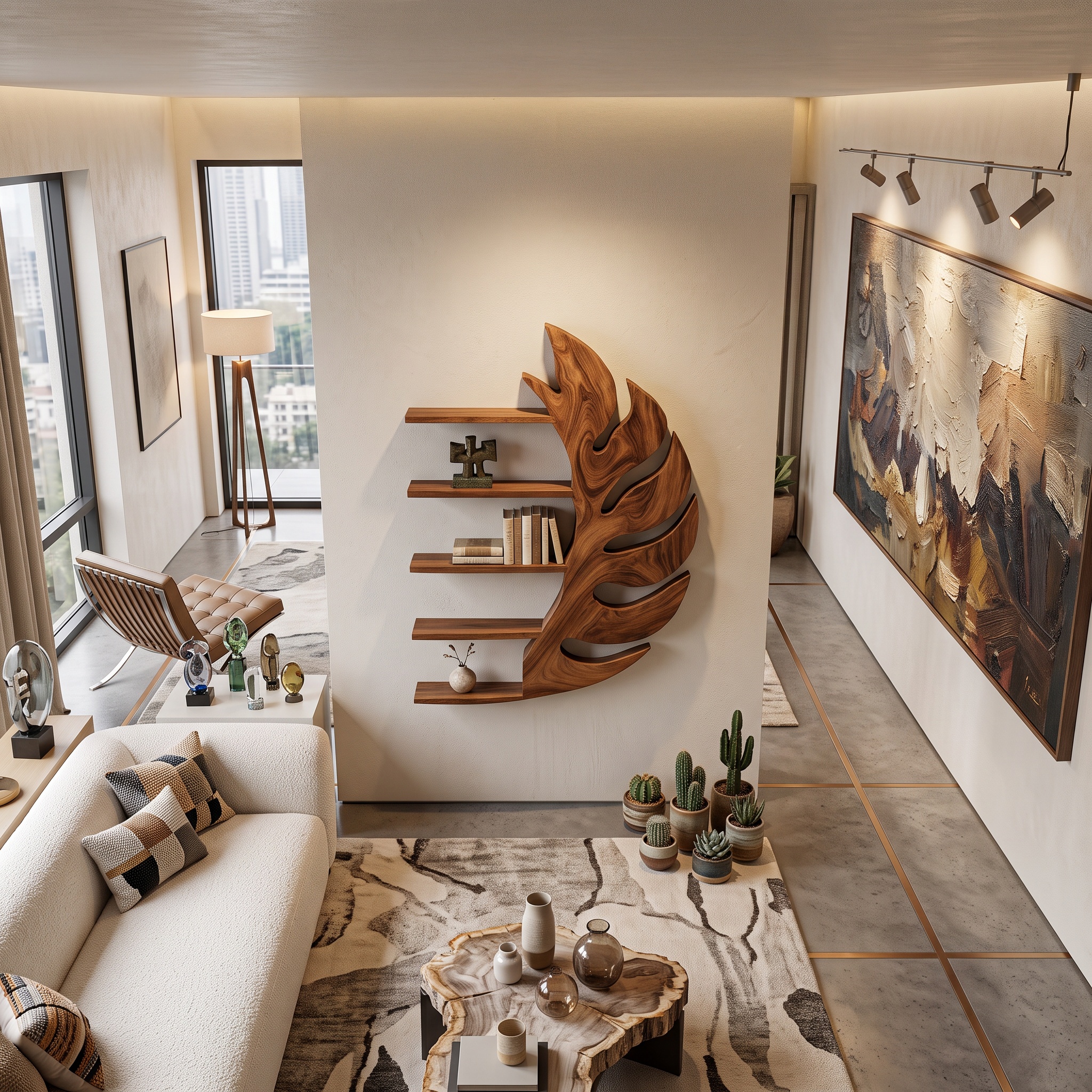 Contemporary Wooden Leaf Shape Floating Bookshelf For Home Decor RTTHTTBS092