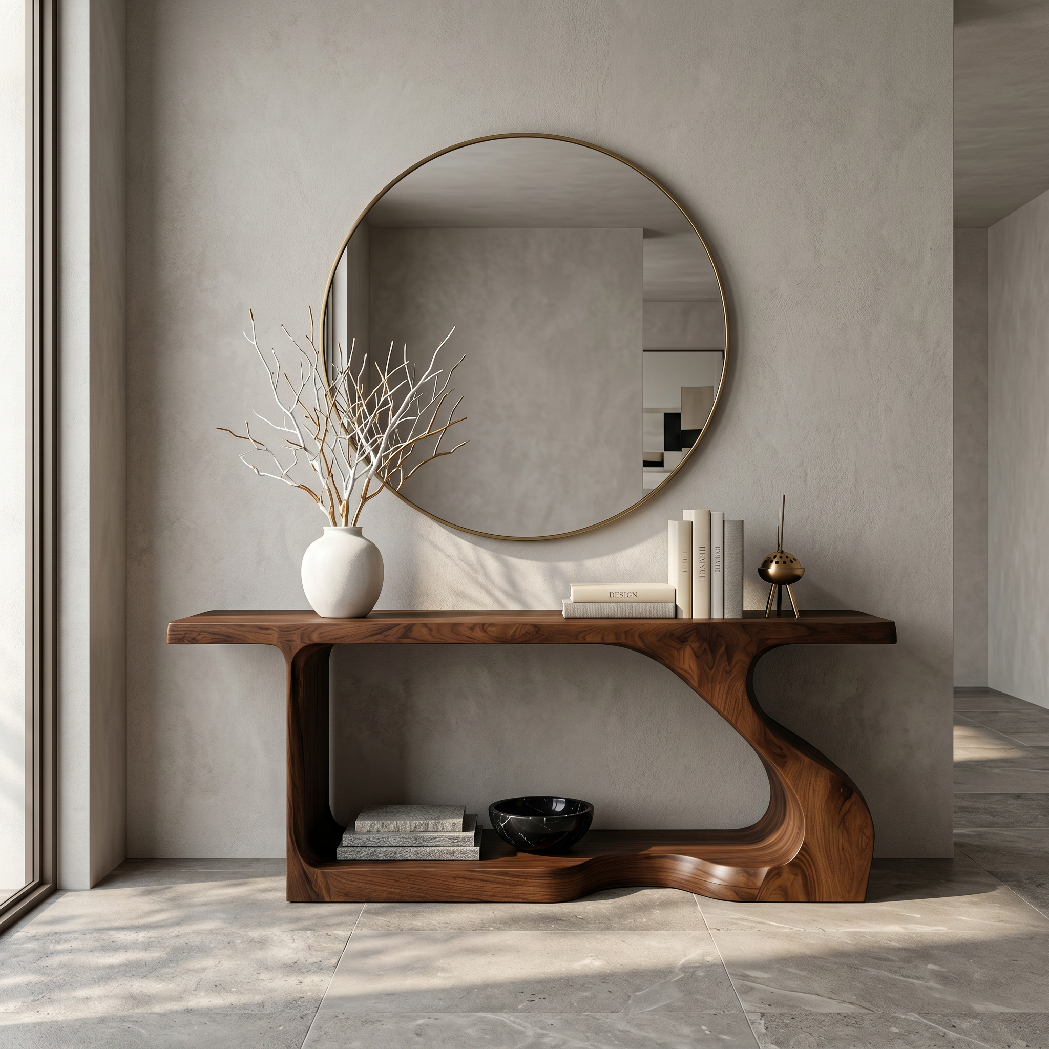 Modern Console Table With Sculptural Curved Form For Entryway SINLSACS640