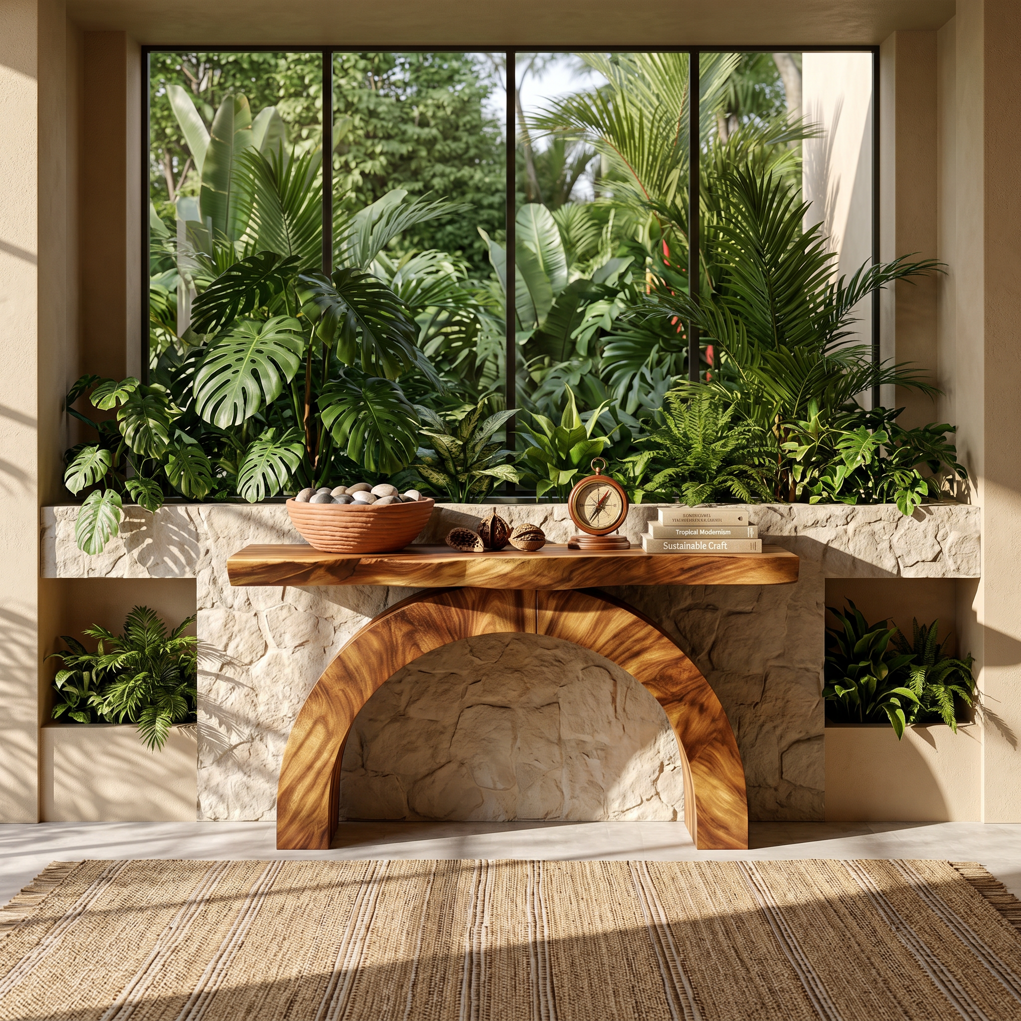 Arch Wood Entryway Table For Tropical Home Decor SILDTTRCS055