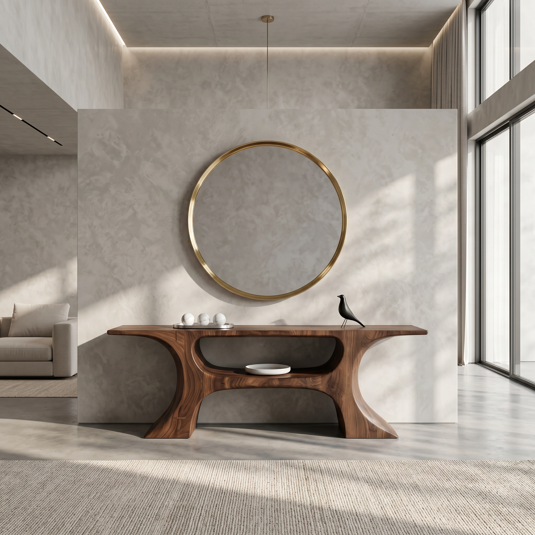 Modern Console Table With Soft Geometric Form For Living Room SINLSACS641