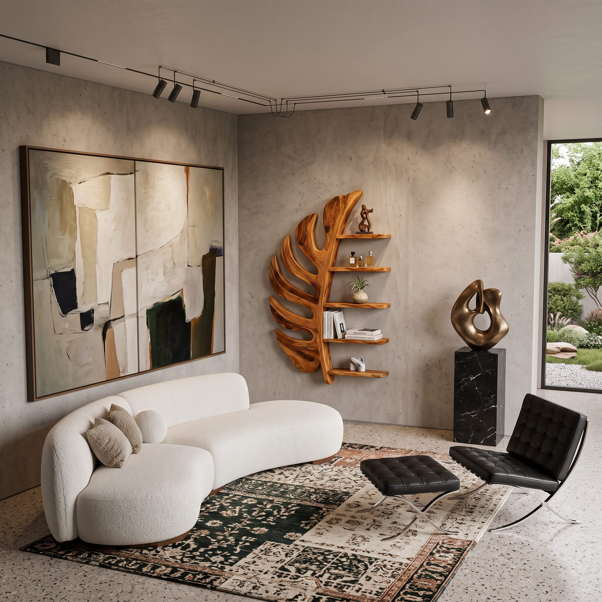 Artistic Wooden Leaf Statement Wall Bookshelf For Elegant Interiors RTTHTTBS093