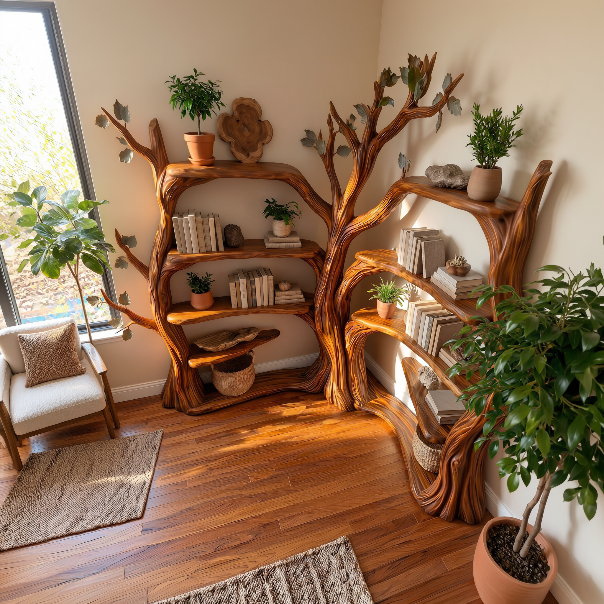 Tree Corner Bookshelf For Living Room And Reading Room SINLSATB732
