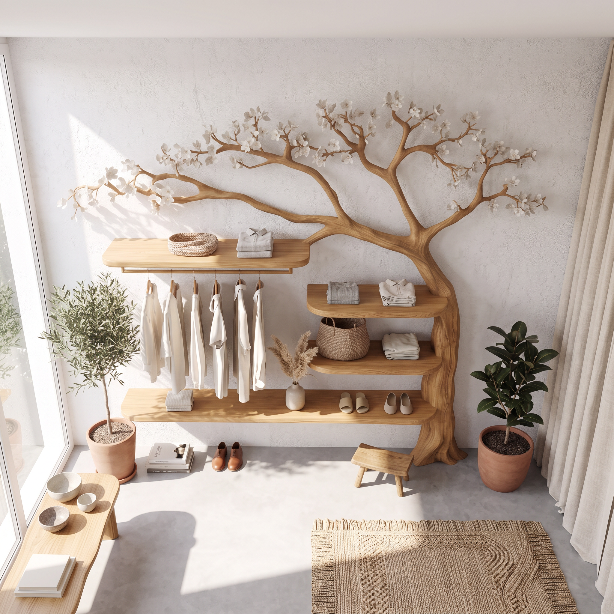 Mid Century Tree Coat Rack Living Room SINLSATB285