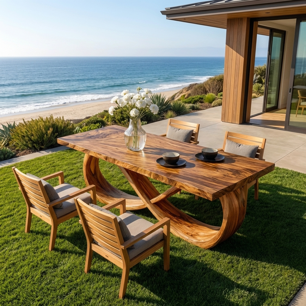 Modern Wooden Dining Table With Sculptural Base For Dining Room RTTHTTDN040