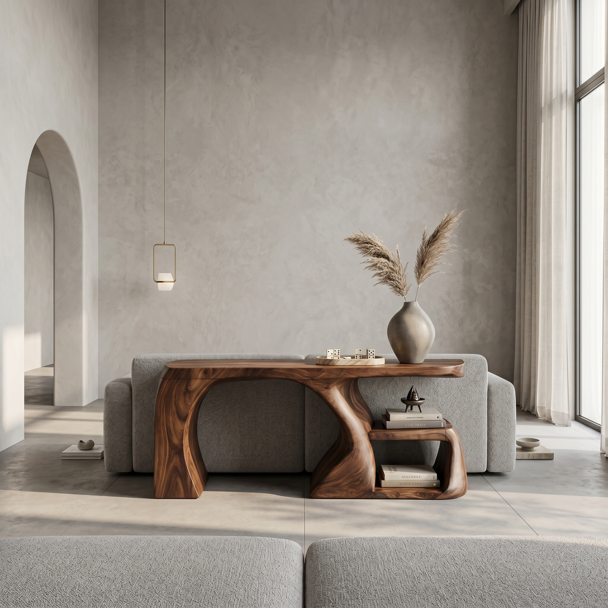 Modern Console Table With Architectural Curved Design For Entryway SINLSACS644