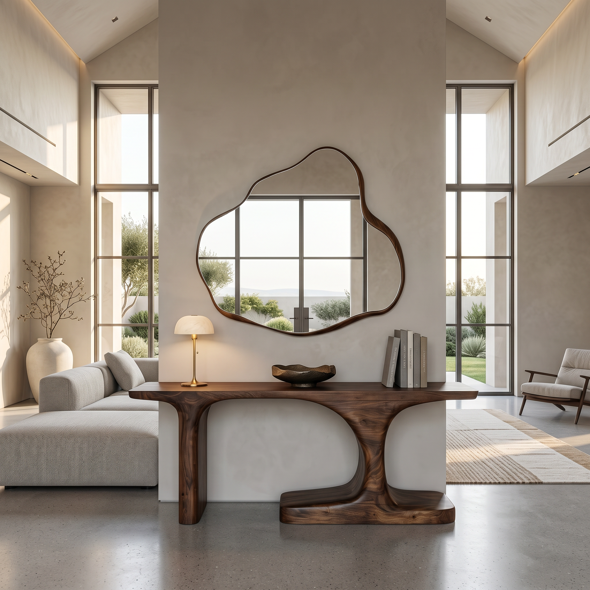Organic Console Table With Sculptural Arched Form For Entryway SINLSACS646