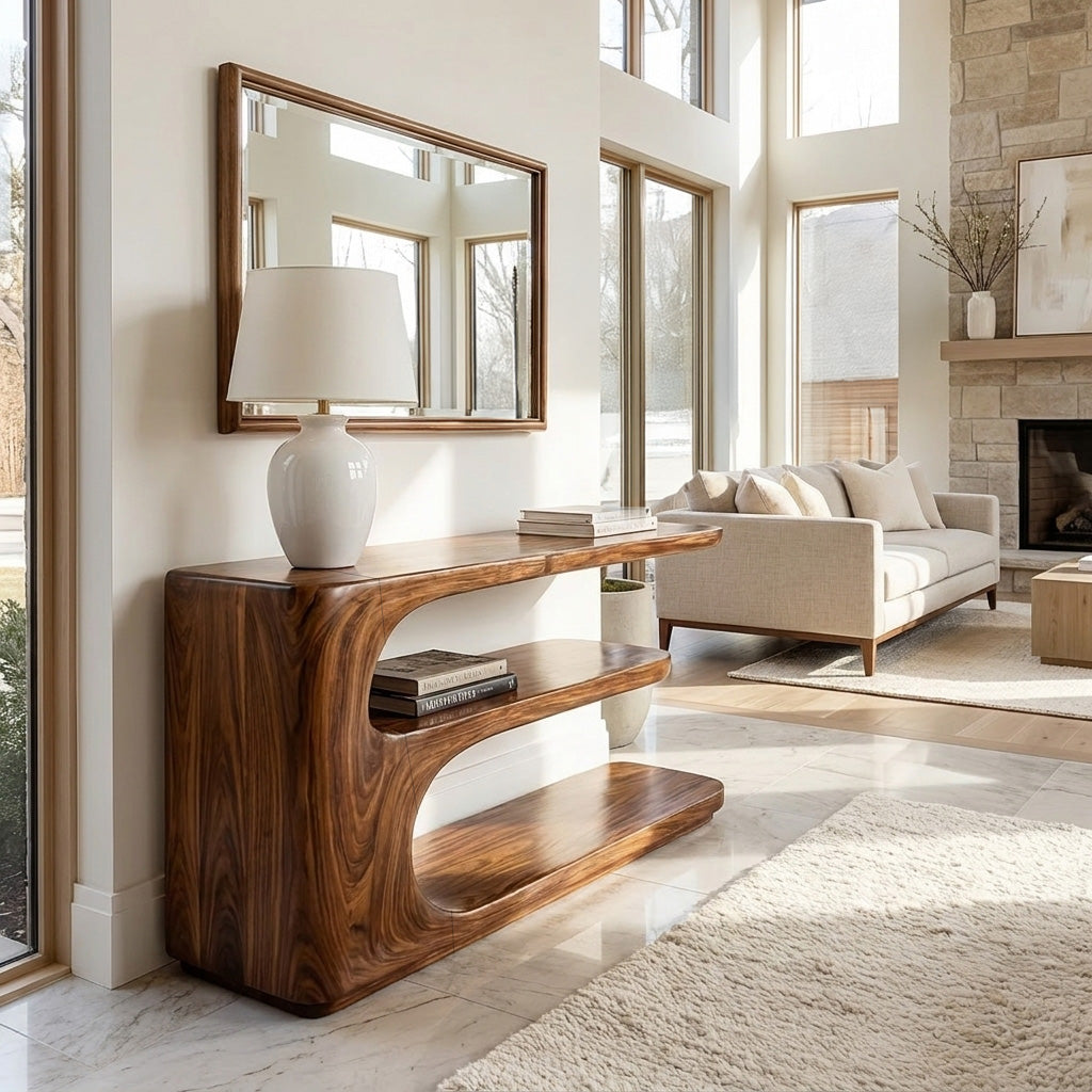 Minimalist Wooden Console Table With 3 Tiers For Entryway Storage RTTHHNCS032