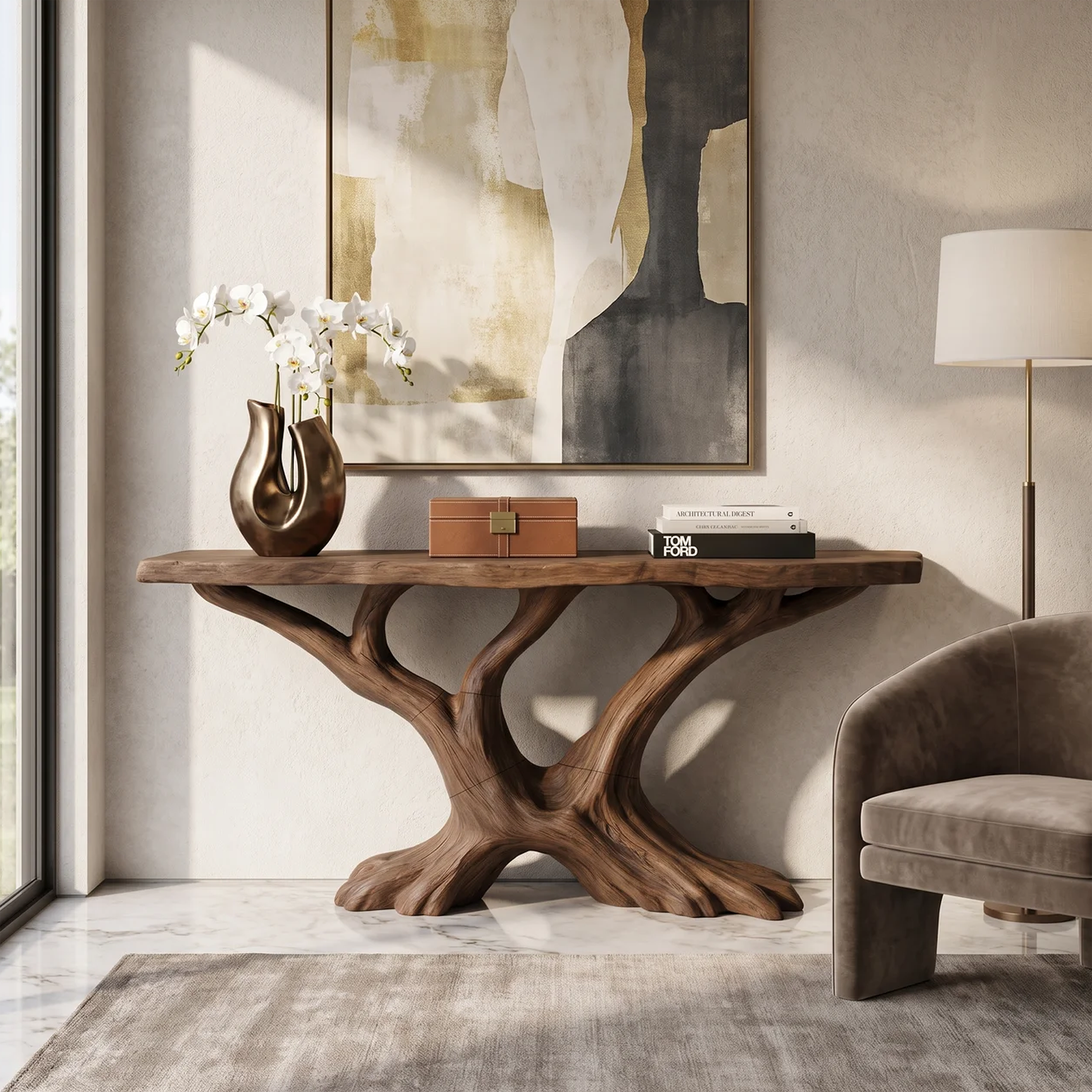 Contemporary Sculptural Console Table Modern Entryway SILDTTRCS113