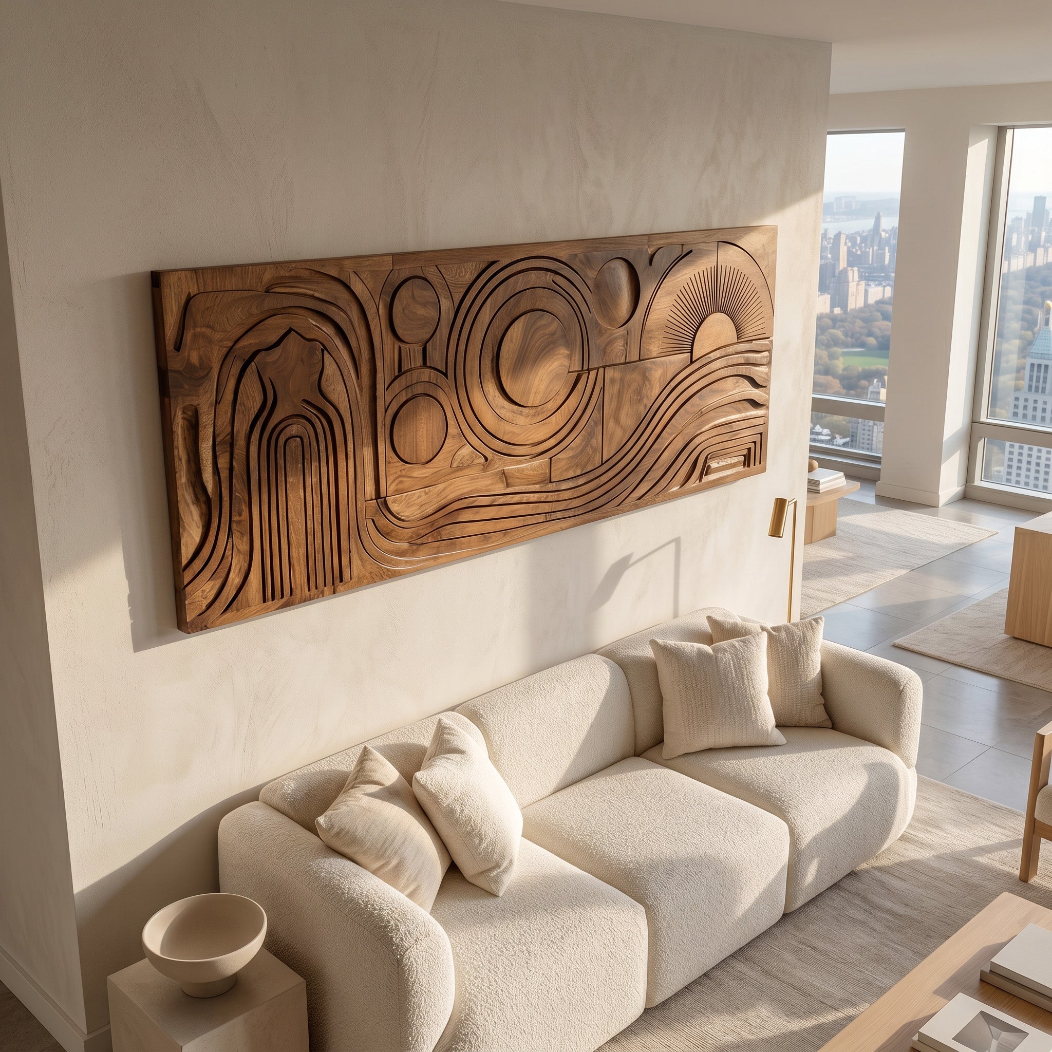 Mid Century Abstract Wood Wall Art For Living Room RTTHHNWA195