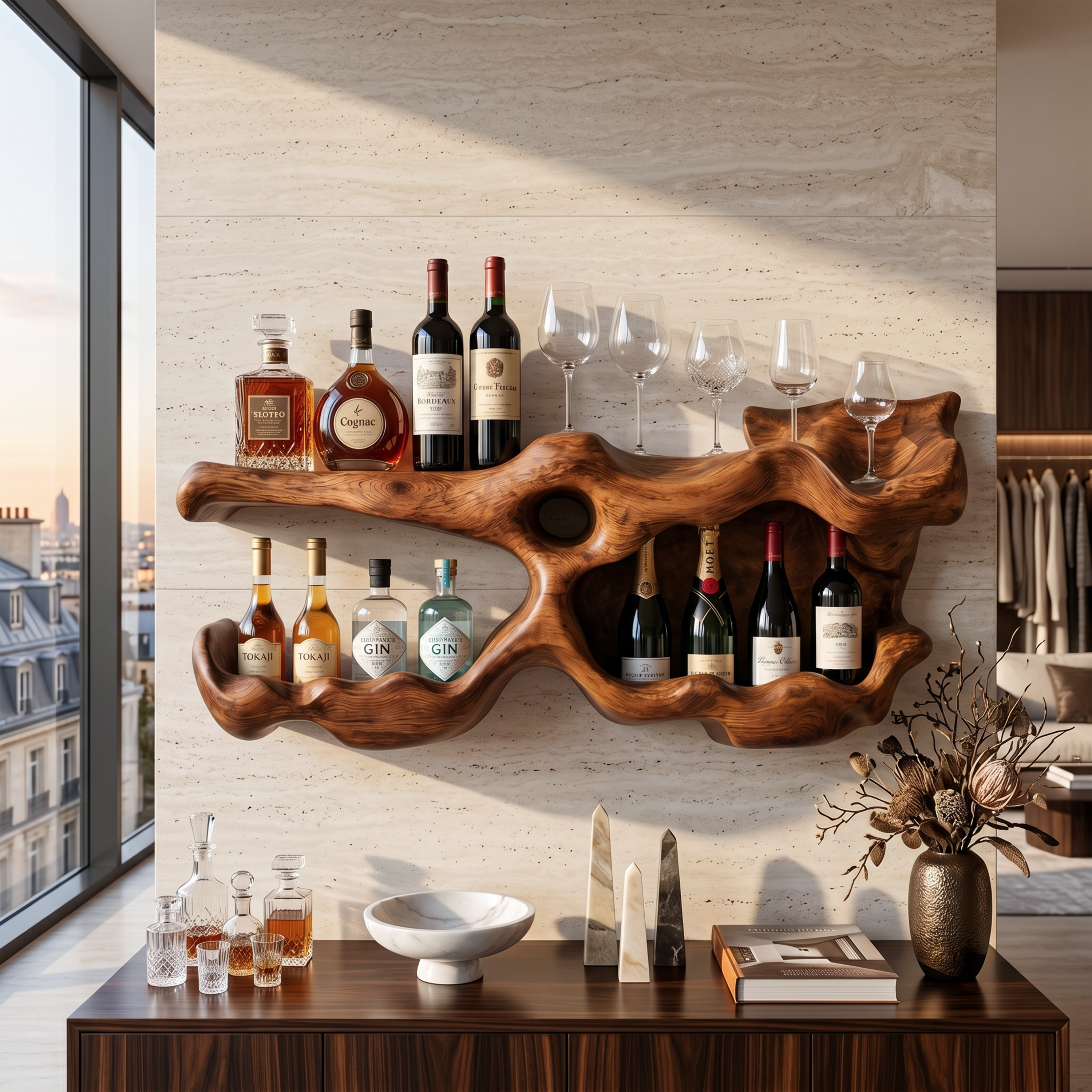 Farmhouse Wine Holder For Living Room Shelf Accent SILDTTNWH016