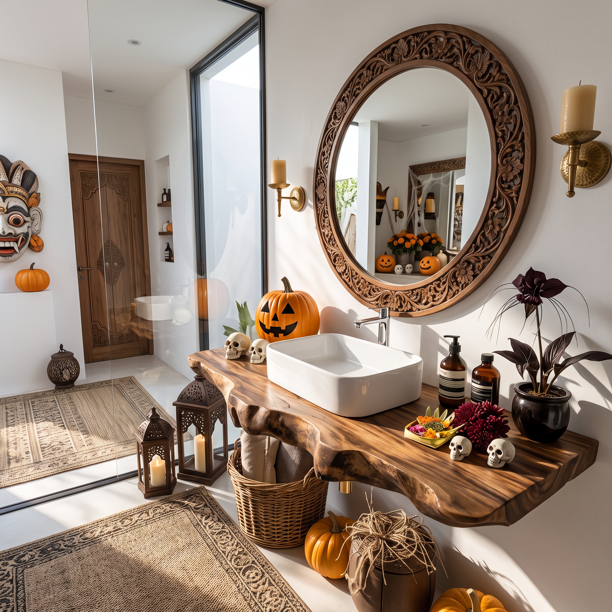 Modern Wooden Live Edge Bathroom Shelf For Furniture Decor Halloween Ideas SILDTTRHBS004