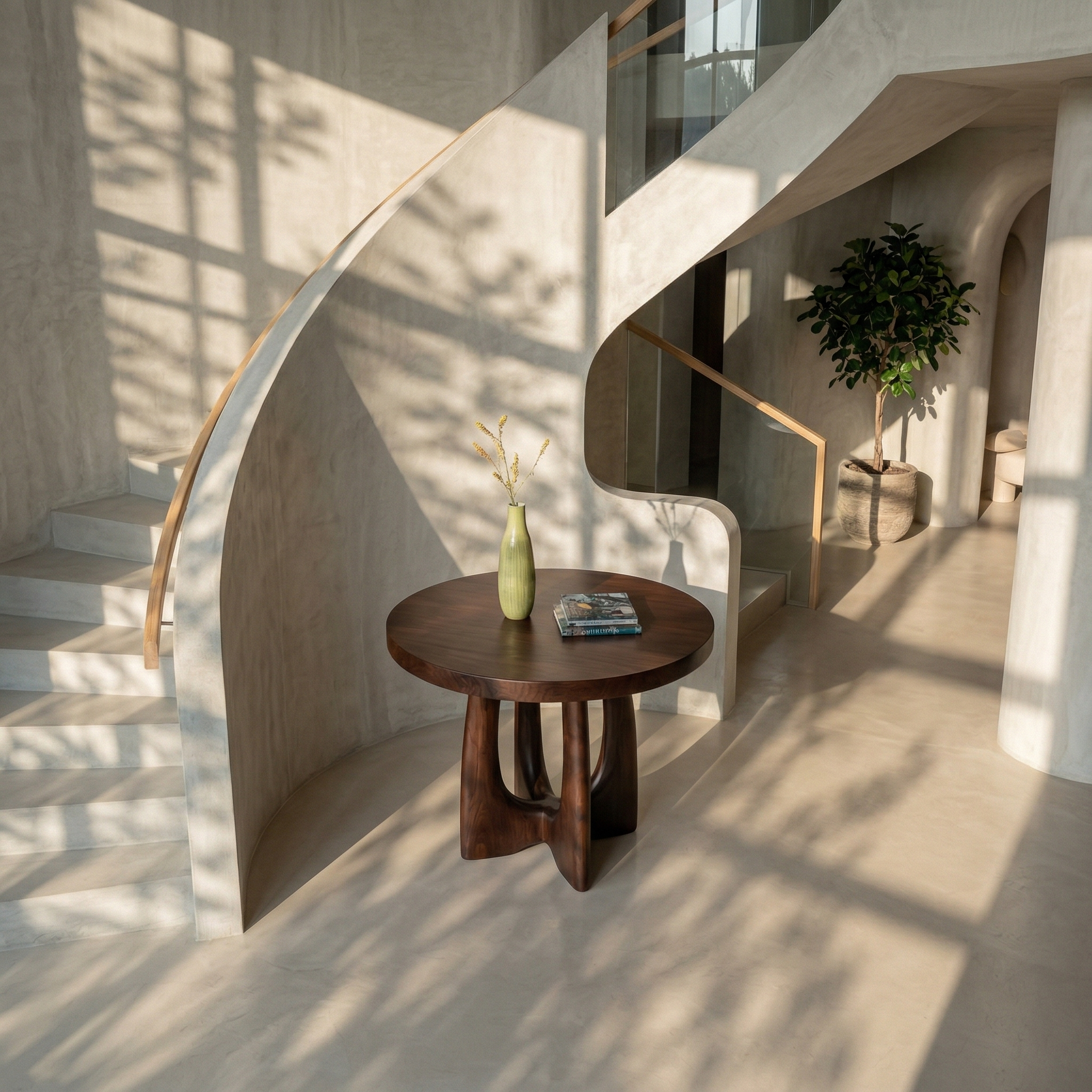 Round Entryway Center Table For Staircase Or Entryway SINLSAFT010
