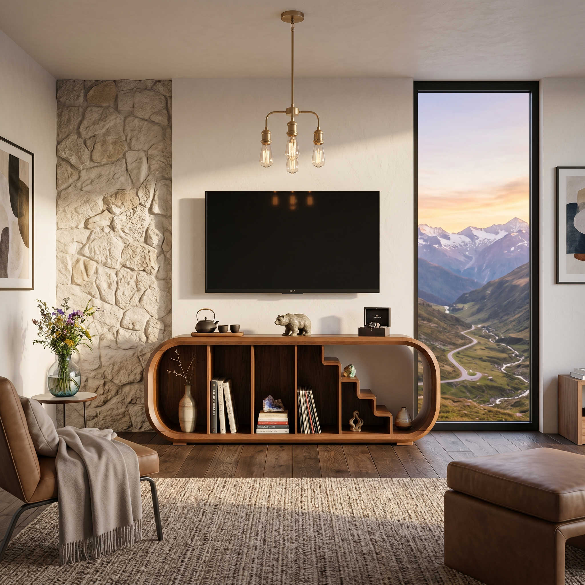 Modern Organic TV Console For Entertainment Lounge Space SILDTTNTVC147