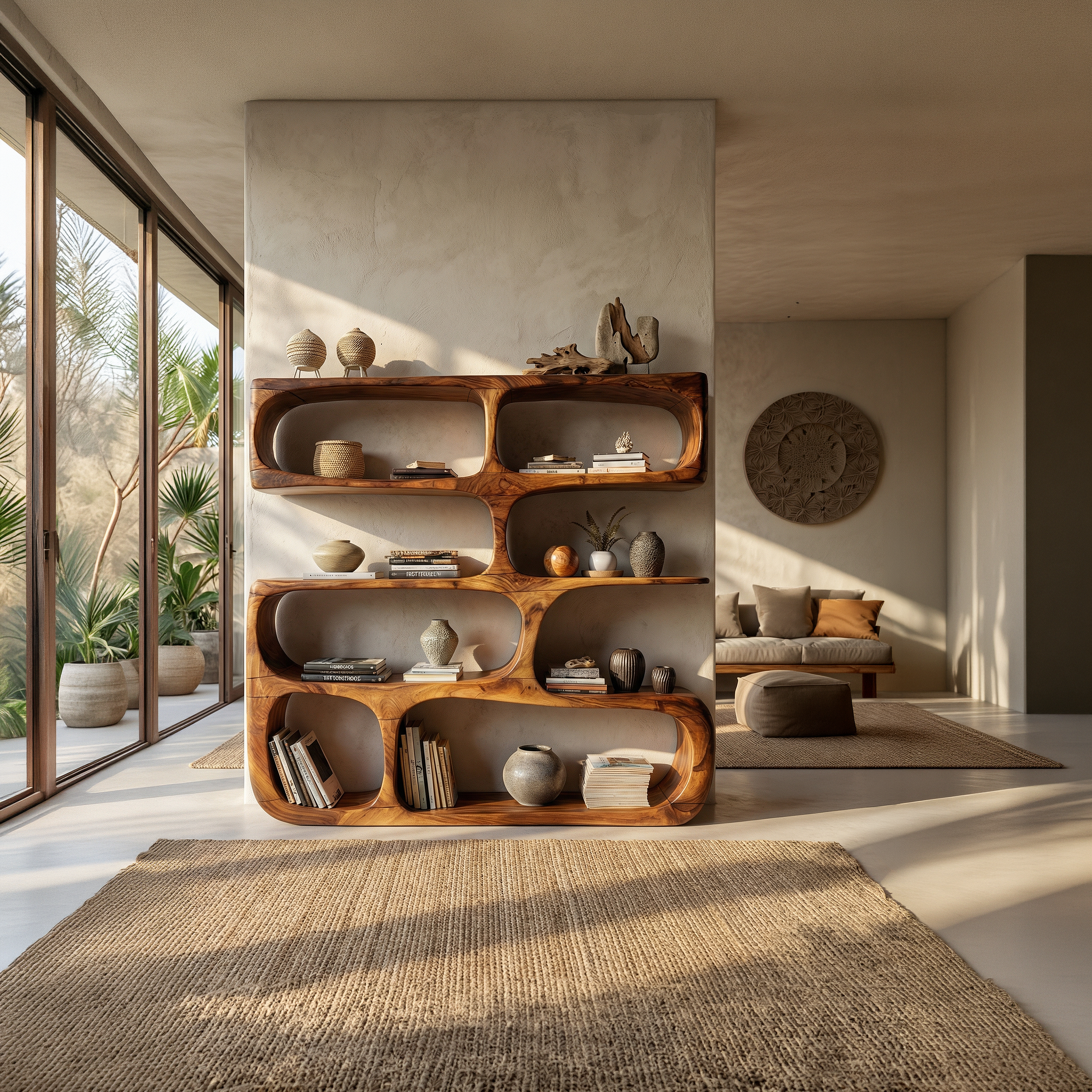 Minimalist Modern Sculptural Bookshelf Living Room Decor SILDTTRBS010