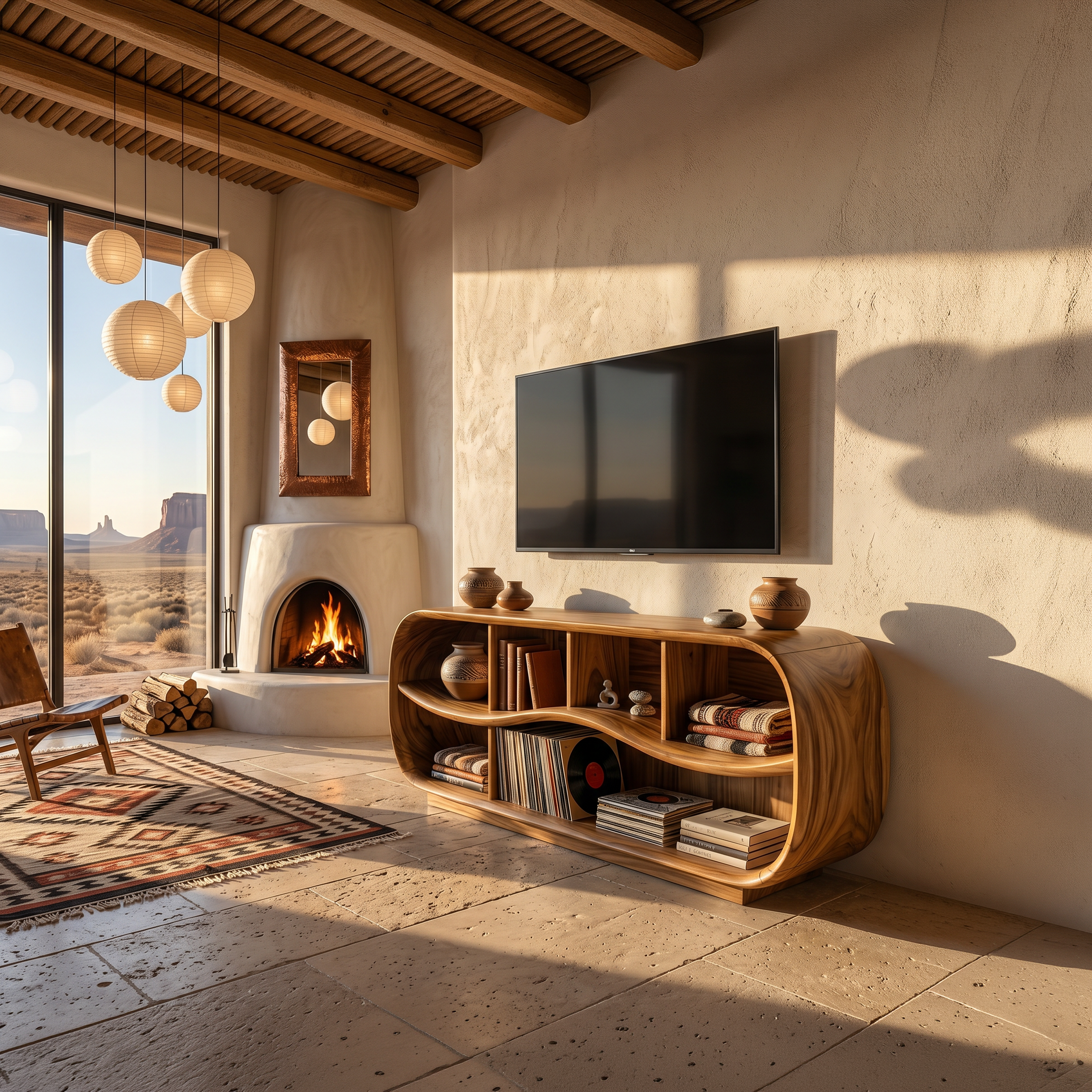 Contemporary Rounded TV Console For Open Living Space SILDTTNTVC154