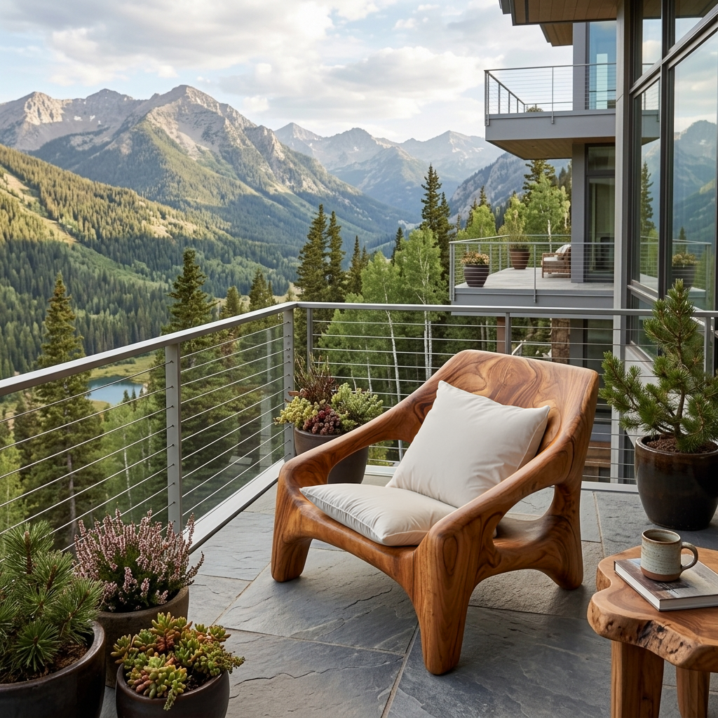 Contemporary Sculptural Wooden Chair For Outdoor Porch RTTHTTACC023
