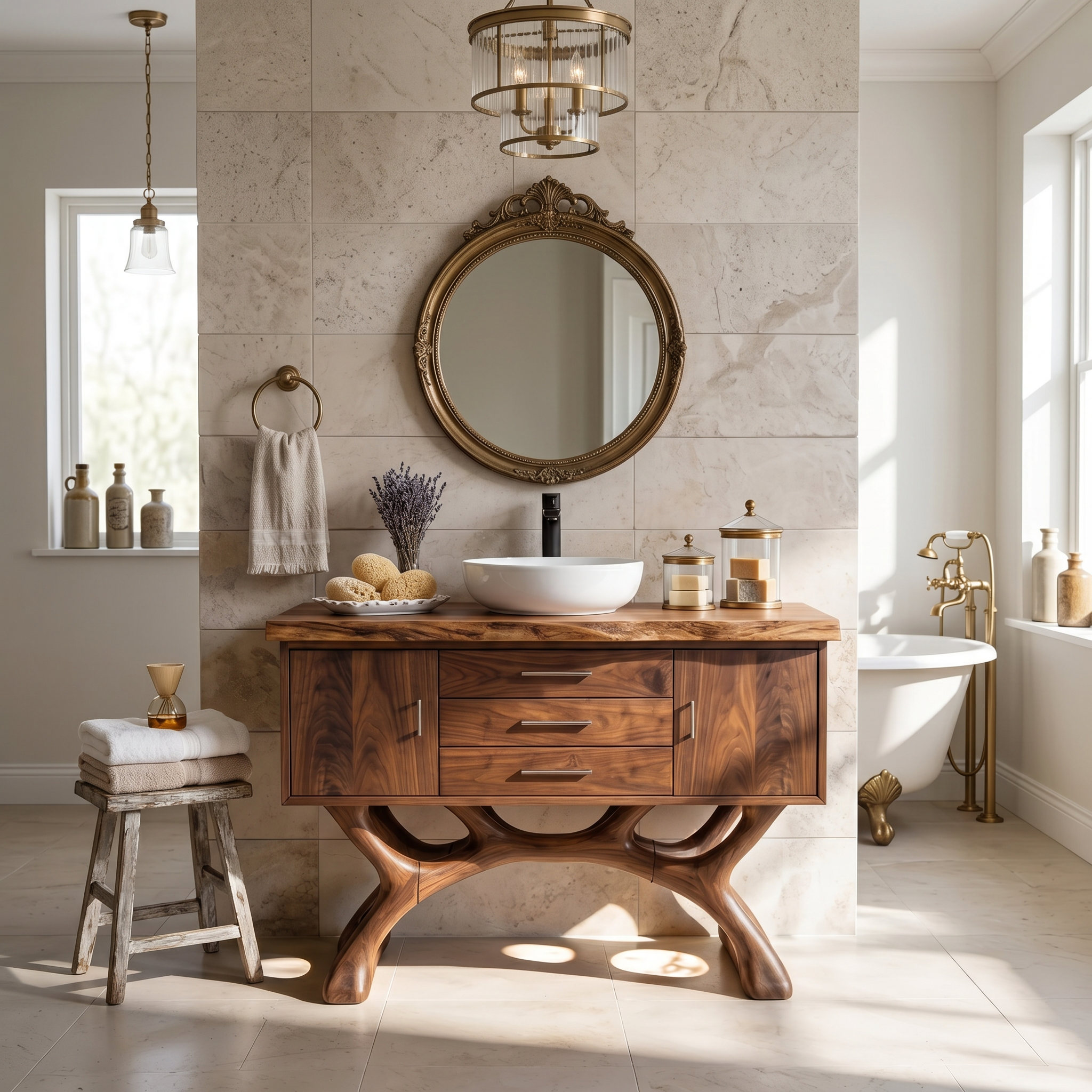 Tropical Wood Vanity Cabinet For Resort Bathroom SILDTTRBRV152