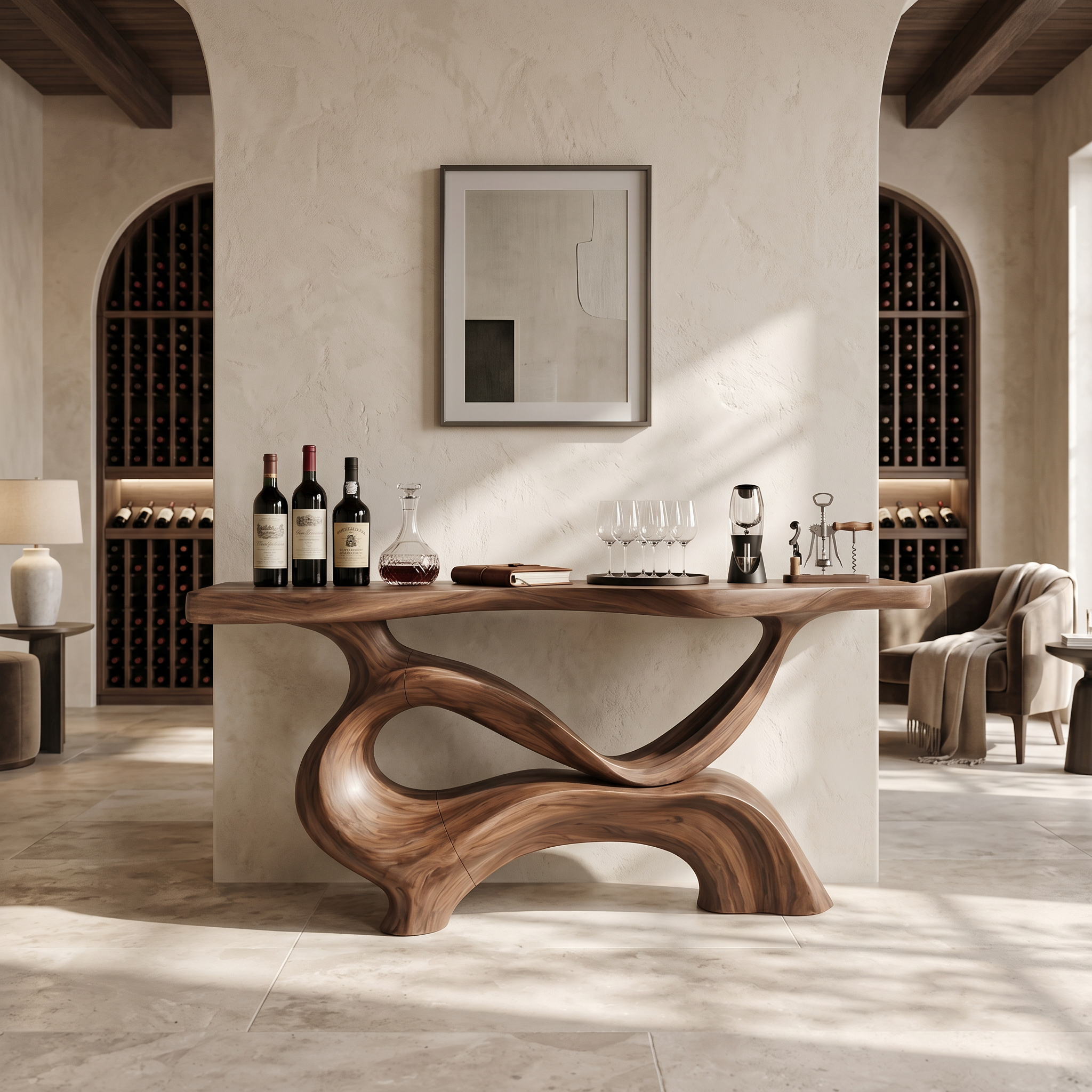 Contemporary Sculptural Base Console Table Modern Hallway SILDTTRCS087
