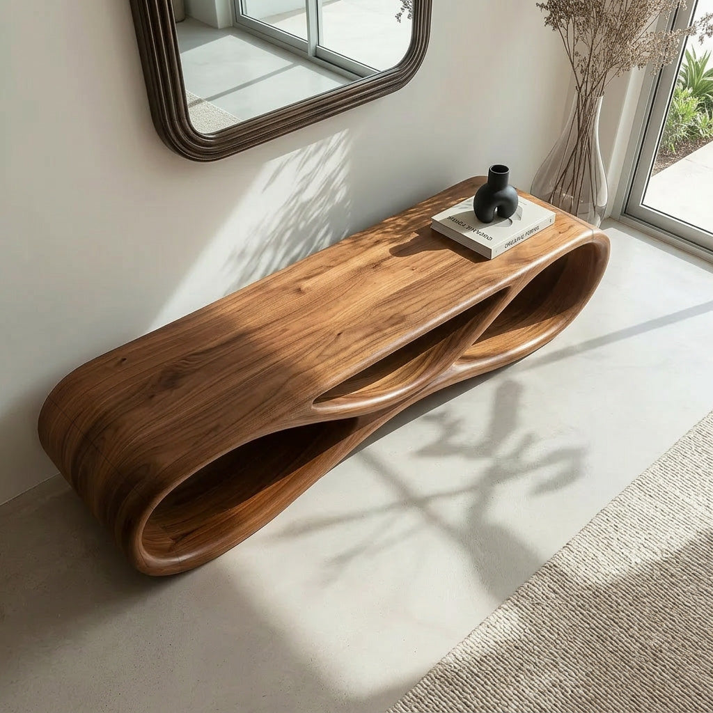 Modern Organic Wood Bench For Elegant Home Entryway RTTHHNCHR146