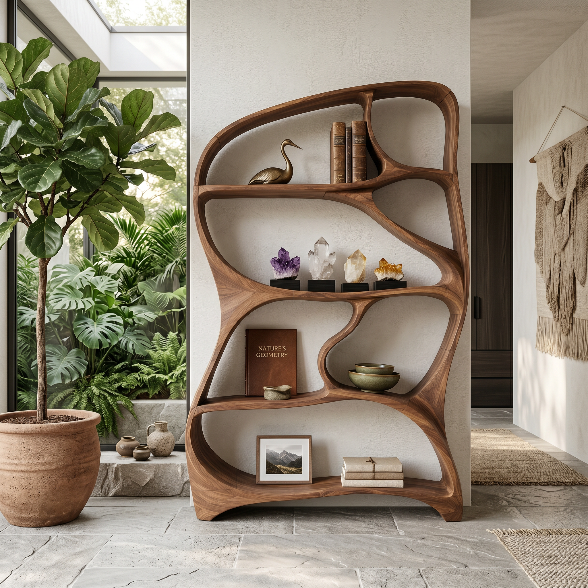 Organic Wall Bookcase For Contemporary Living Room SILDTTNBS051