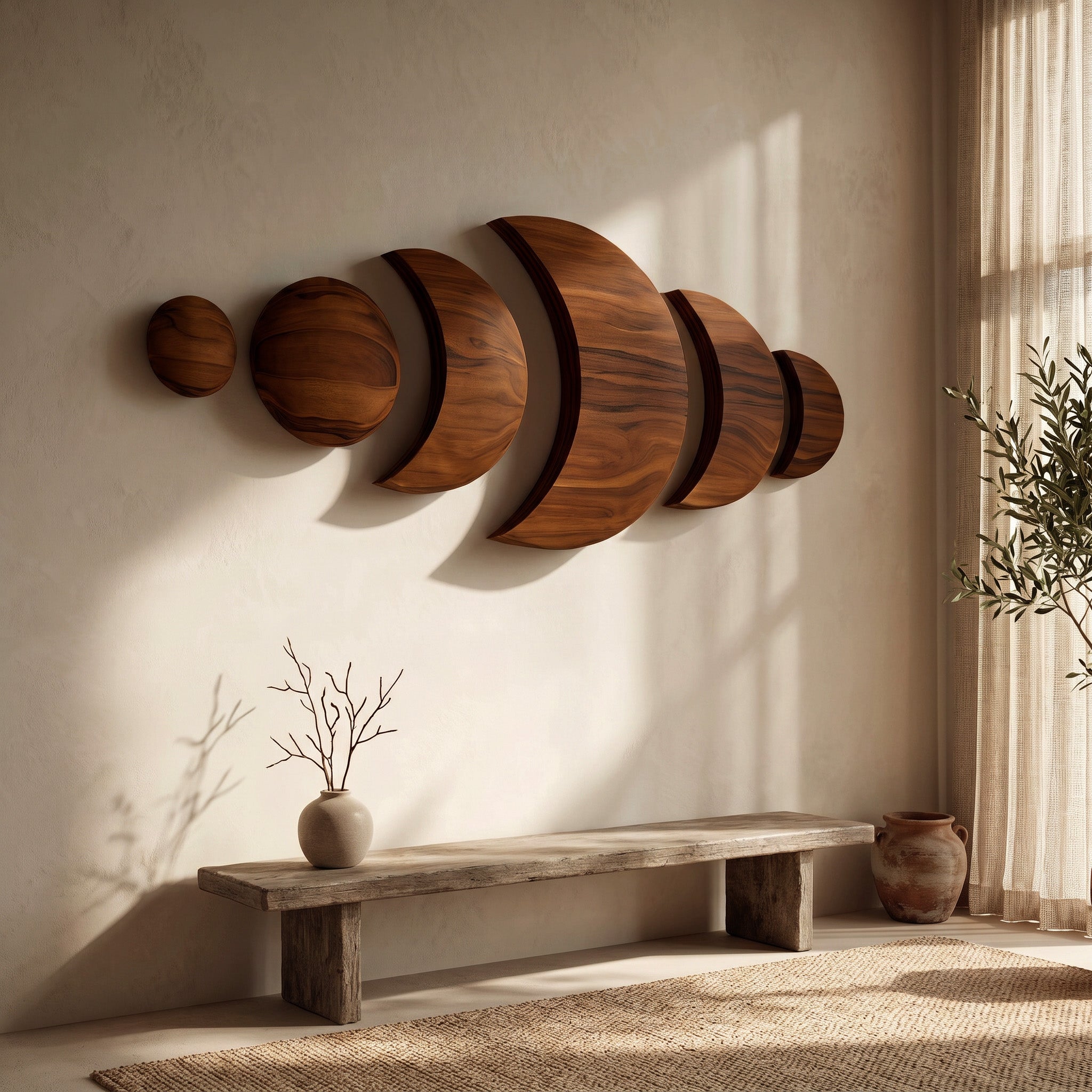 Boho Moon Phase Wood Wall Decor For Living Room RTTHHNWA205