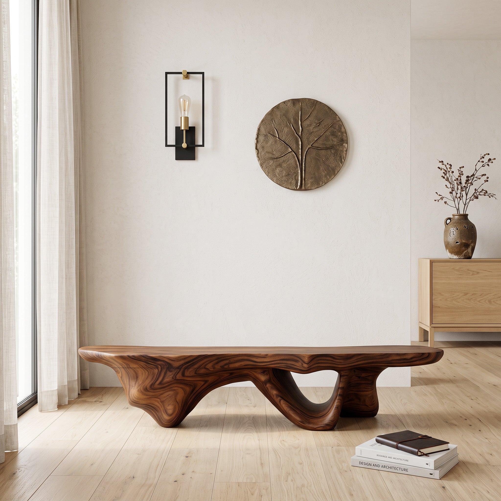 Modern Sculptural Bench With Flowing Design For Living Room SITHHNCHR040