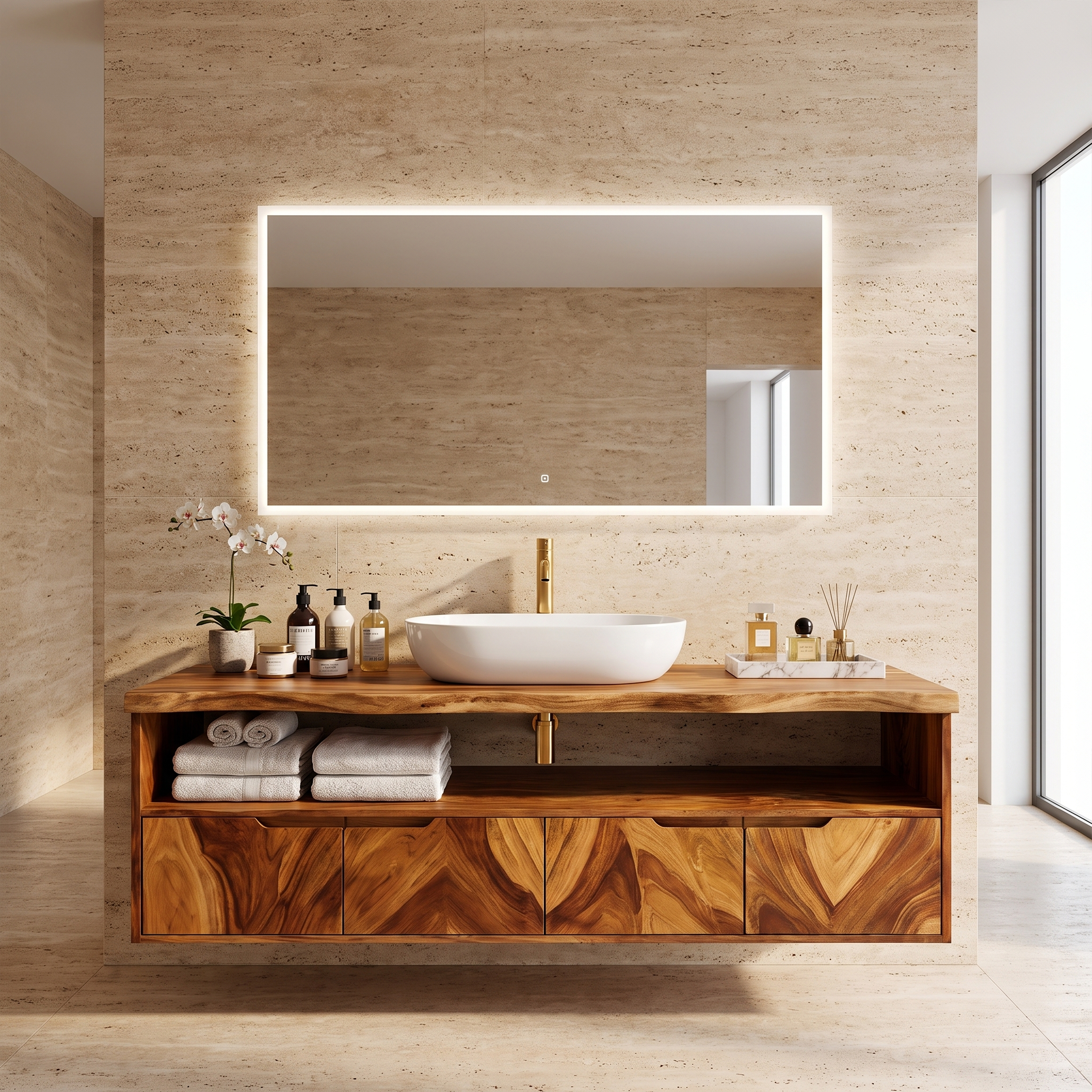 Mediterranean Floating Bathroom Cabinet Villa Bathroom SILDTTRBRV199