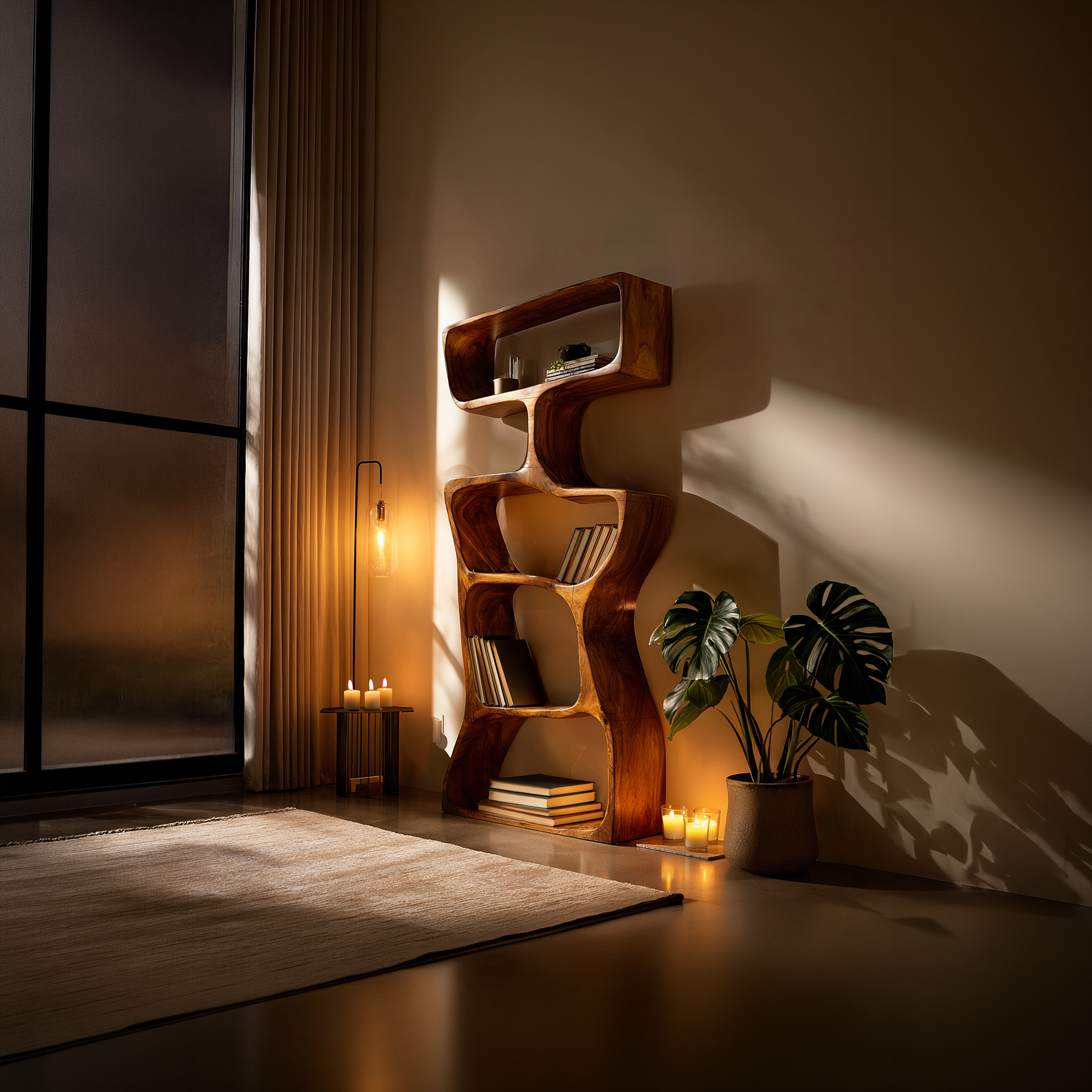 Organic Modern Asymmetrical Bookshelf Reading Nook Display SILDTTRBS014