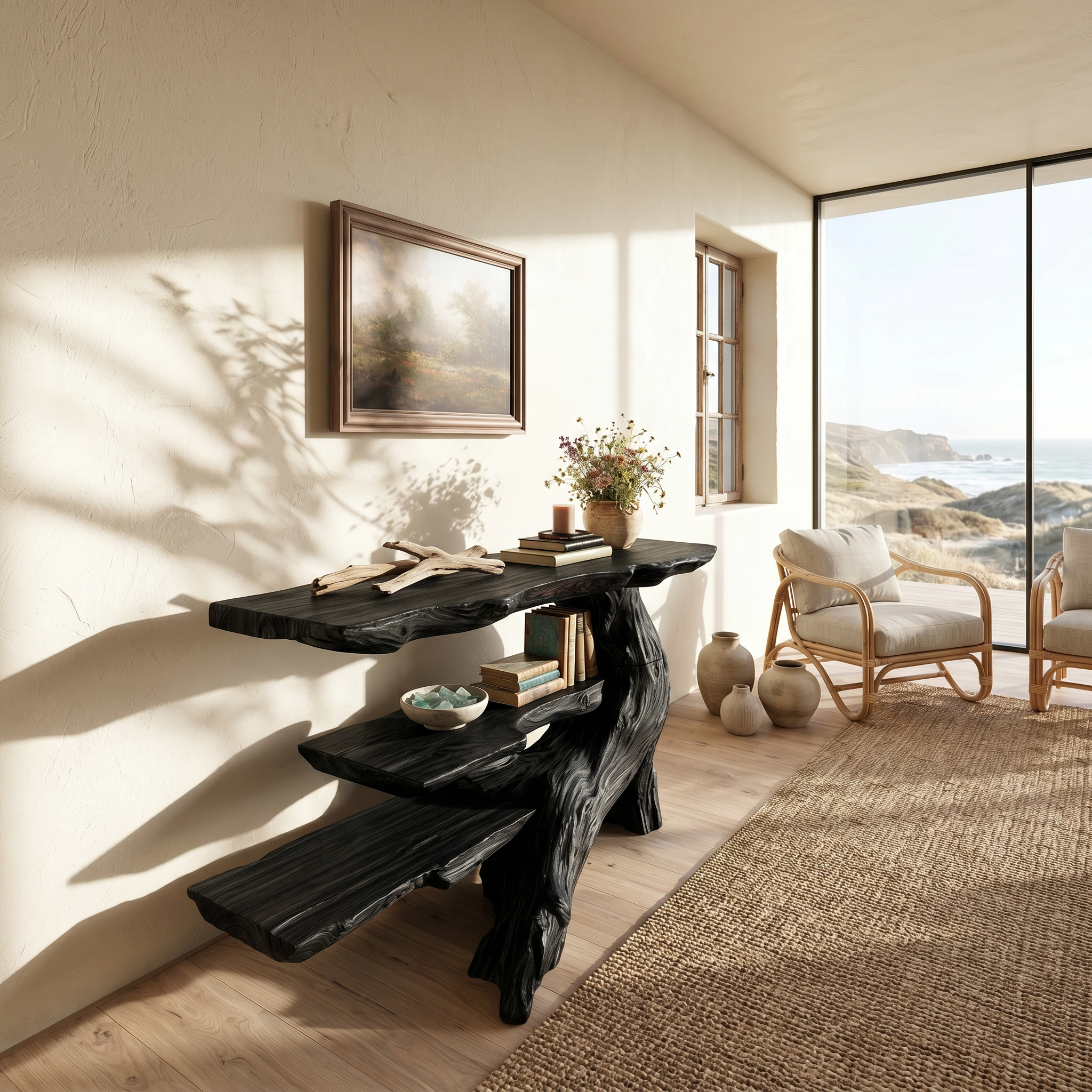 Rustic Black Wood Console Table For Coffee Bar Styling SILDTTRCS065