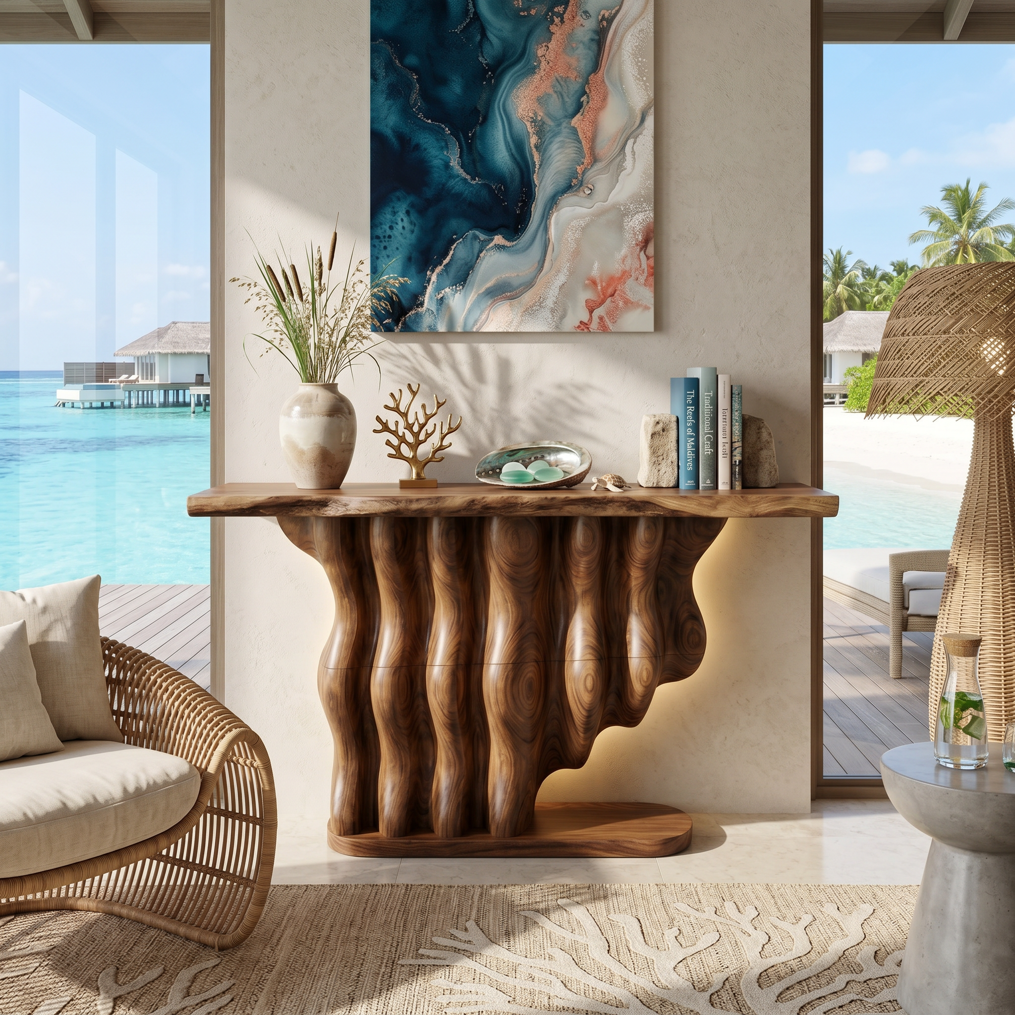 Coastal Infinity Base Console Table Beach House SILDTTRCS096