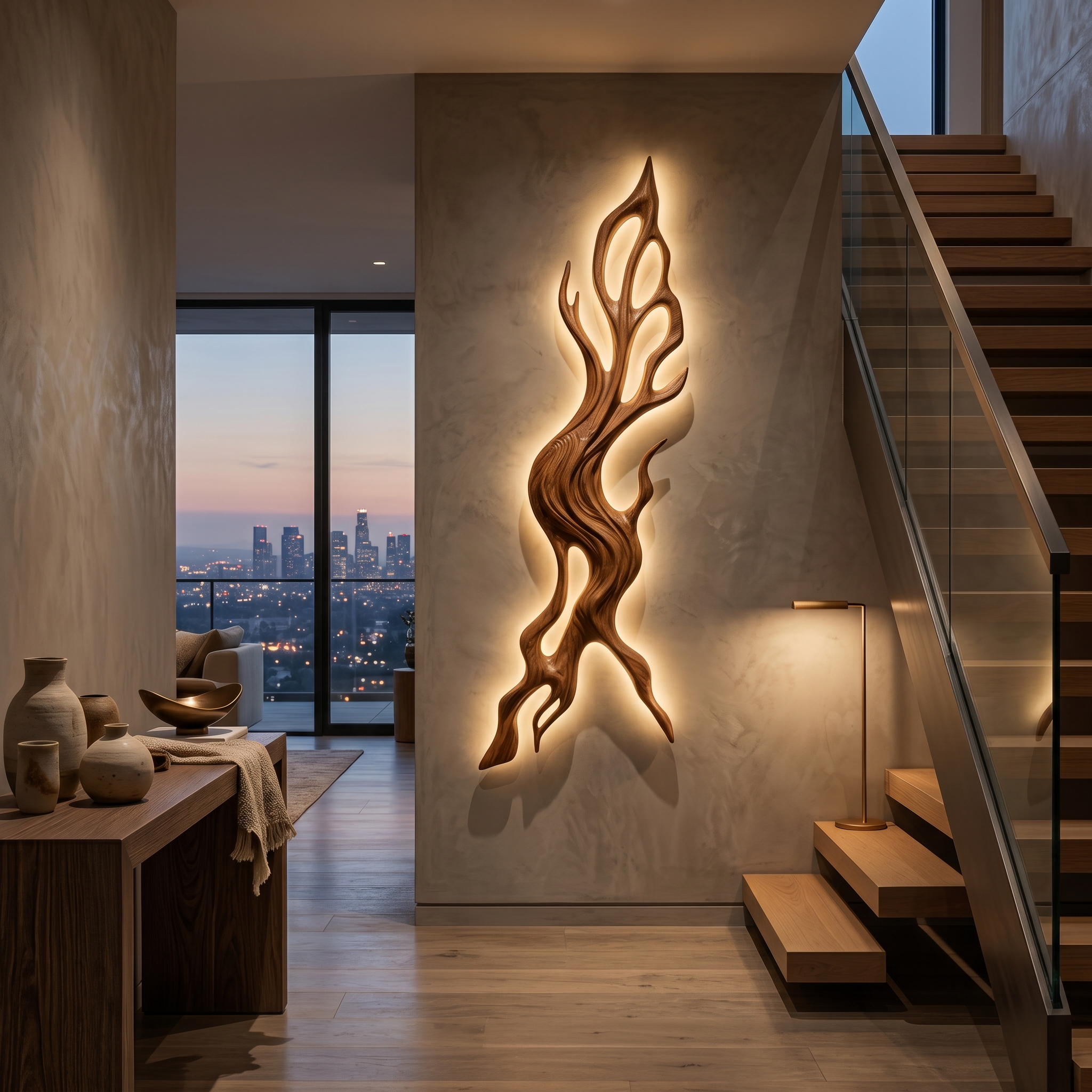 Rustic Wood Wall Light With Undulating Shape For Bedroom Decor RTTHTTLAM055