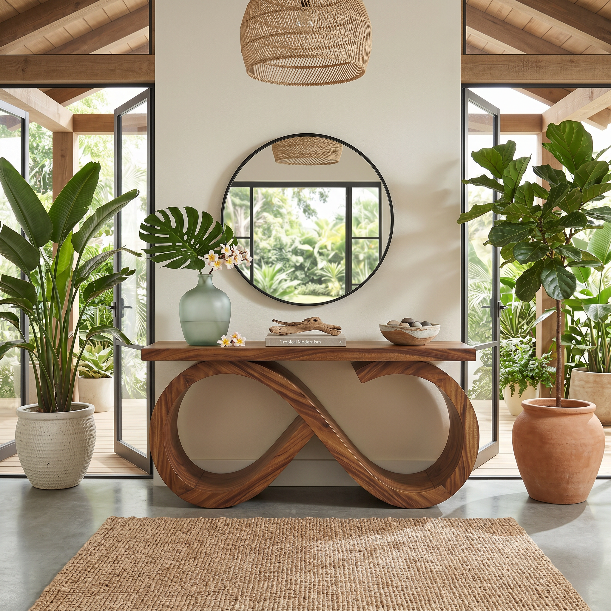Contemporary Infinity Loop Console Table Modern Hallway SILDTTRCS072