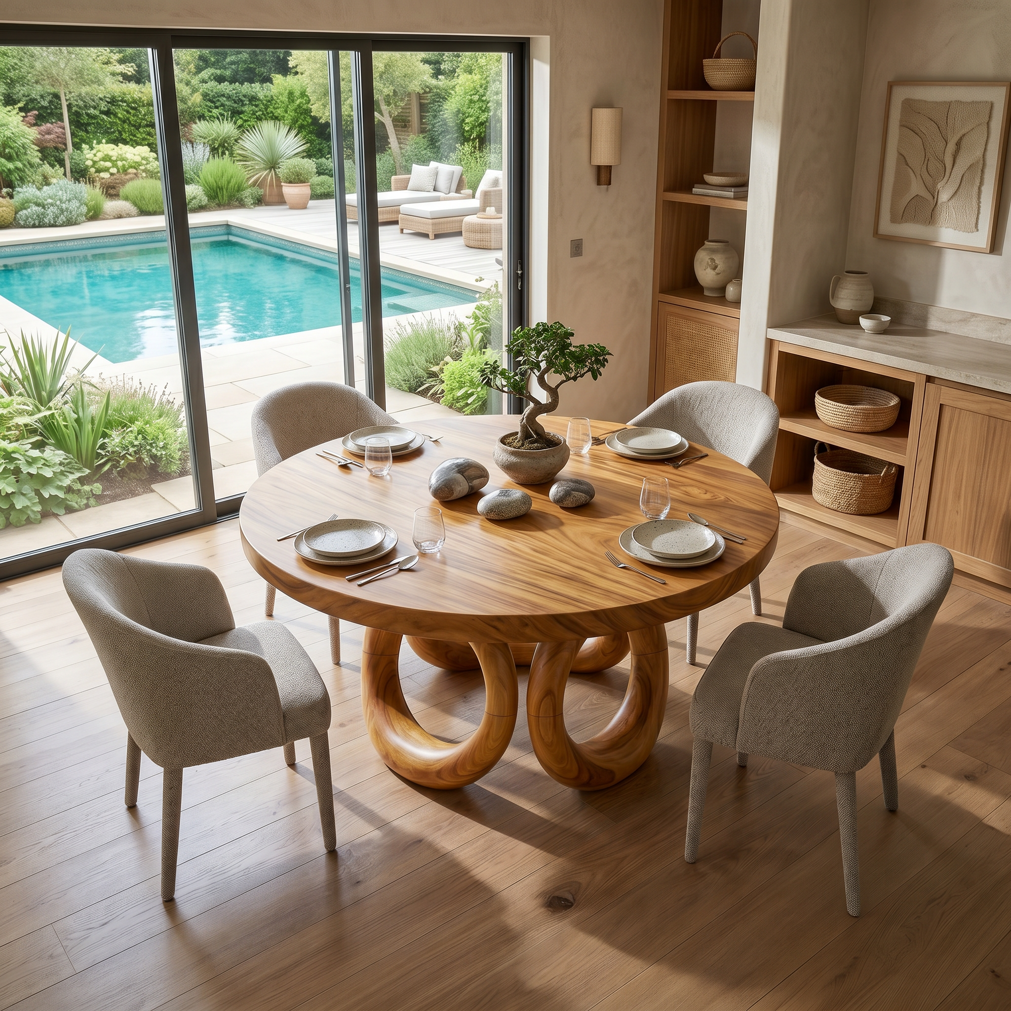 Modern Round Dining Set For Garden Kitchen SILDTTRDN055