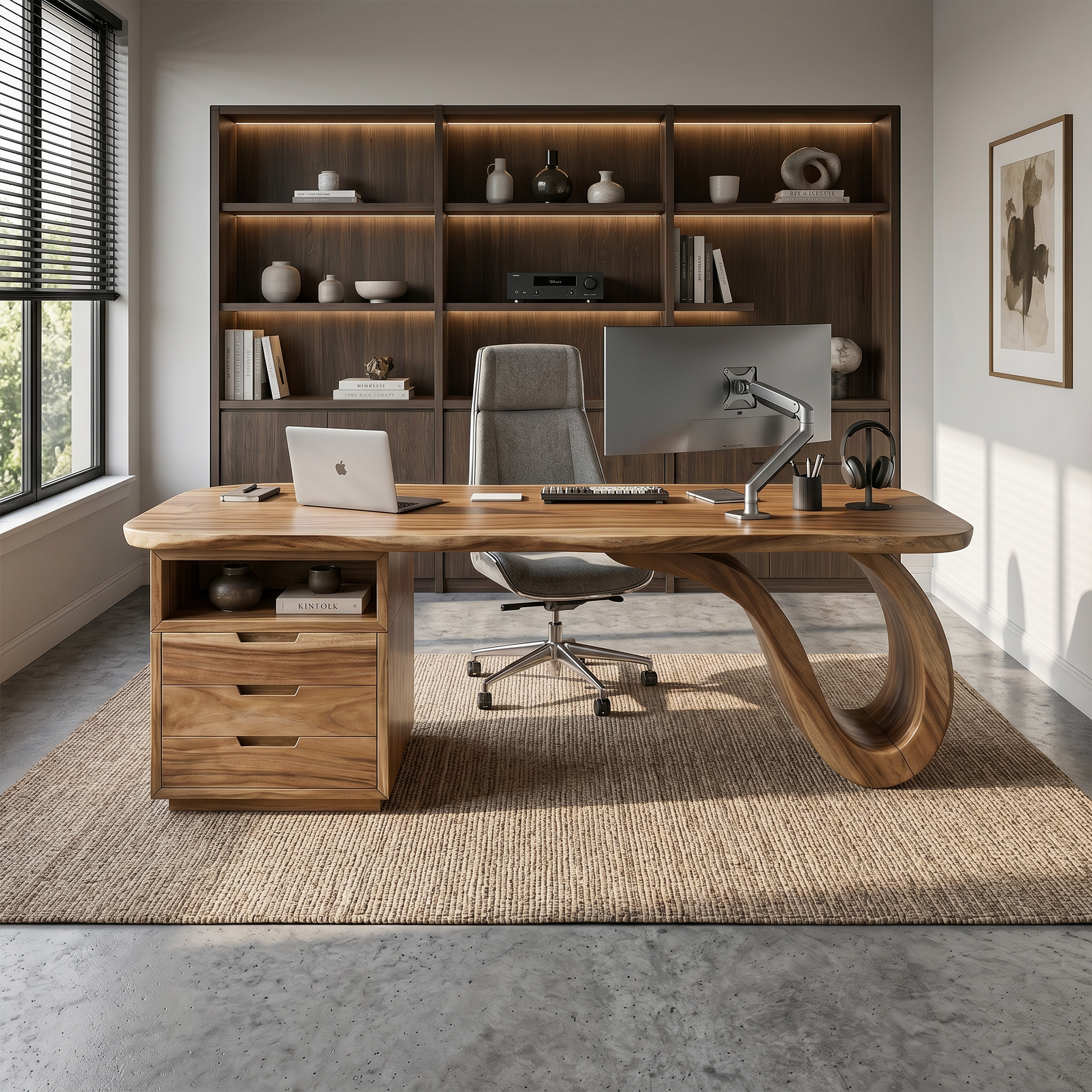 Organic Sculptural Executive Desk Luxury Workspace SILDTTRDE024