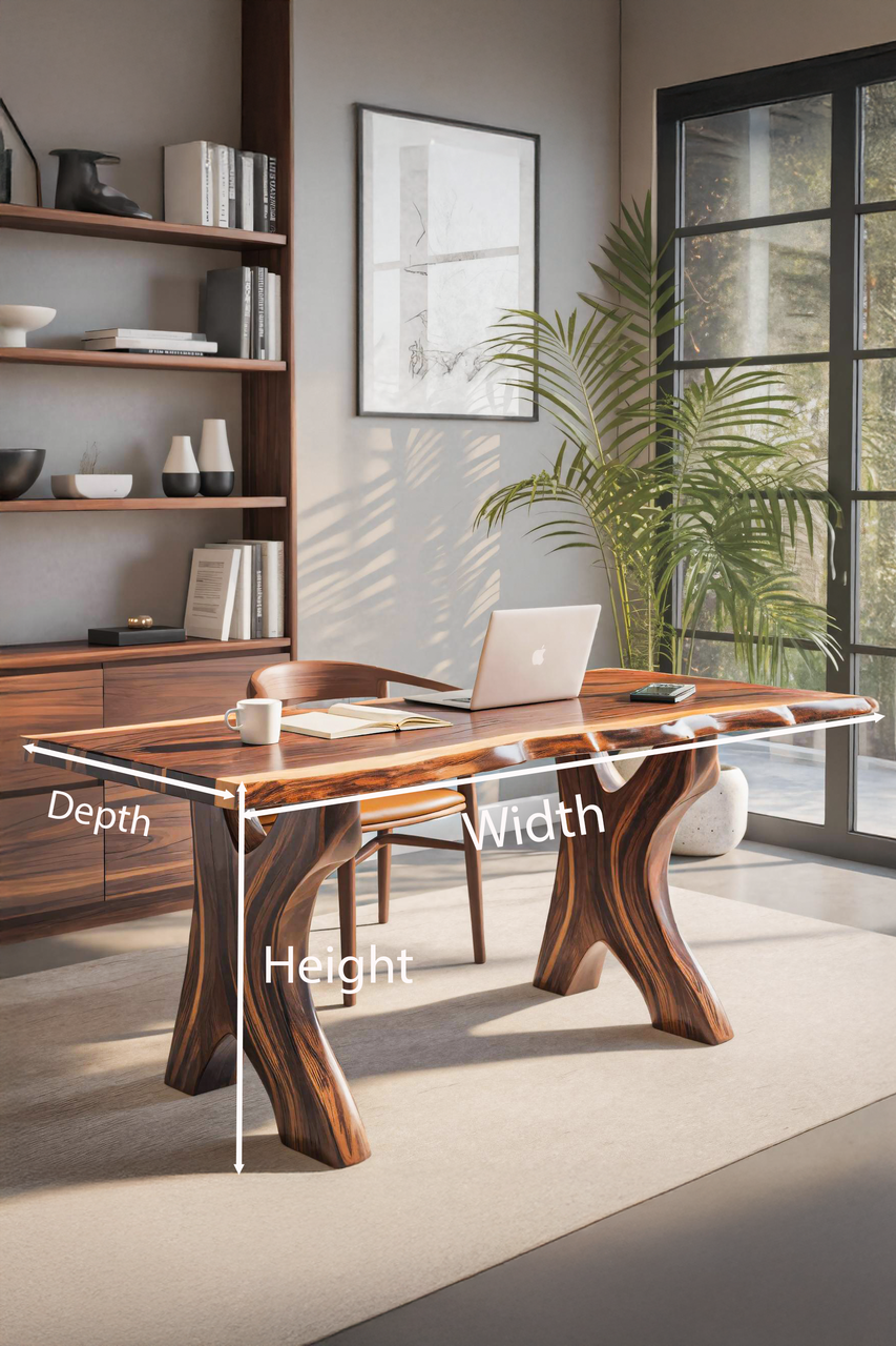 Modern Sculptural Live Edge Desk With Curved Legs For Studio SITHTTDE038