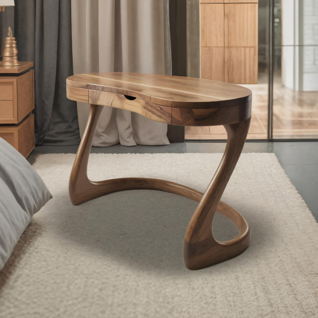 Modern Sculpted Desk With Drawers For Minimalist Home Office SITHHNDE025