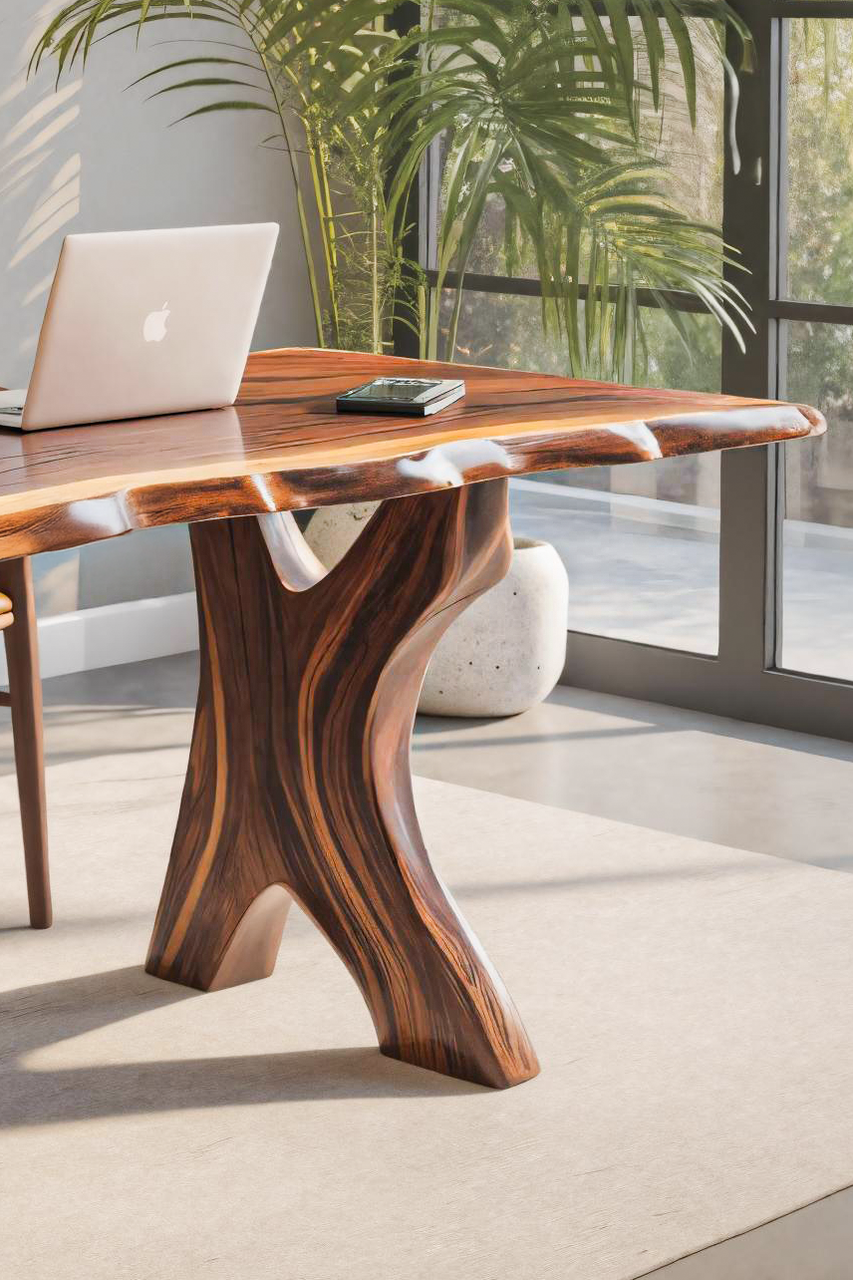Modern Sculptural Live Edge Desk With Curved Legs For Studio SITHTTDE038
