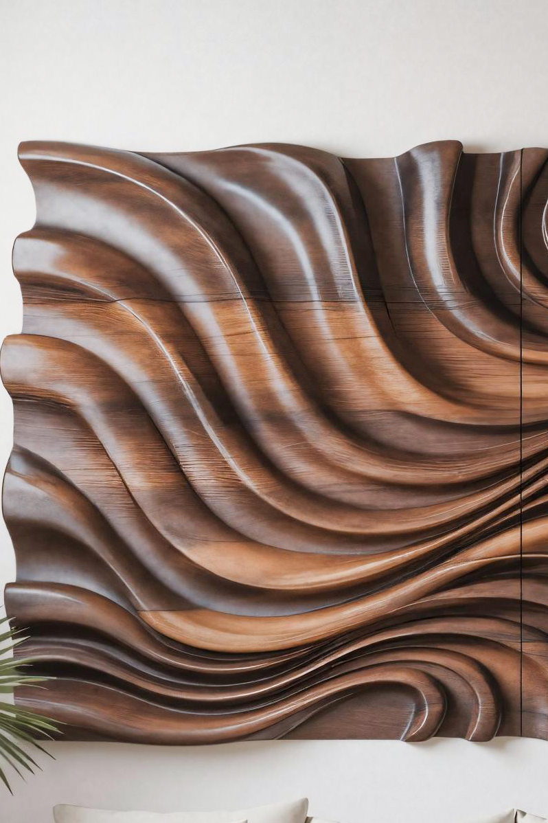 Elegant Wave Inspired Wall Sculpture for Modern Living Room SITHTTWA002